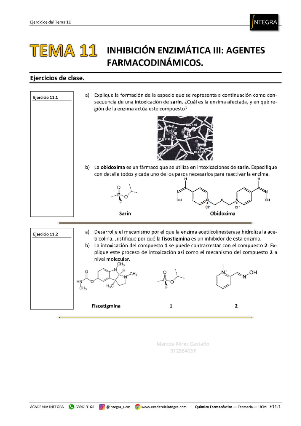 Ejercicios del Tema 11: Inhibición Enzimática y Farmacodinamia ...