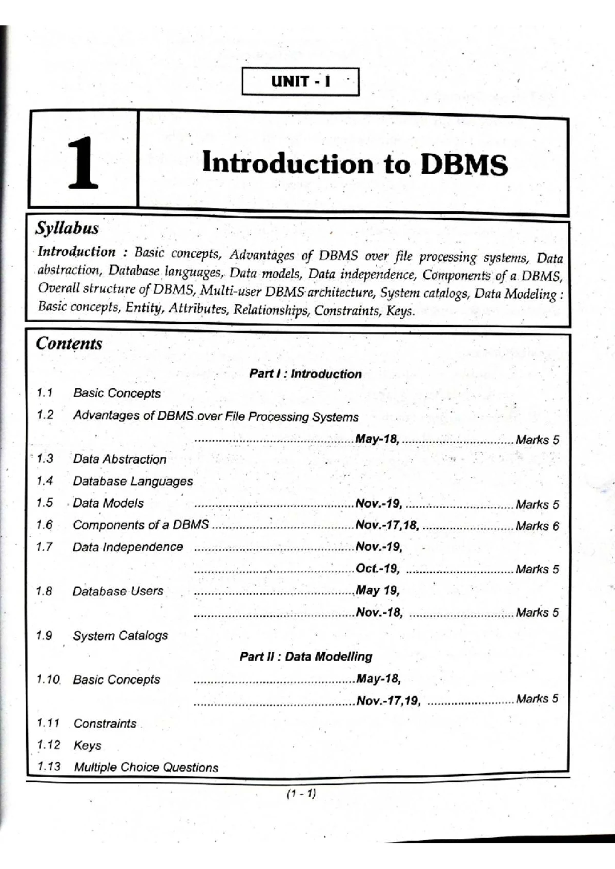DBMS Notes - Unit 1 Overview and Data Models (SPPU TE) - Studocu