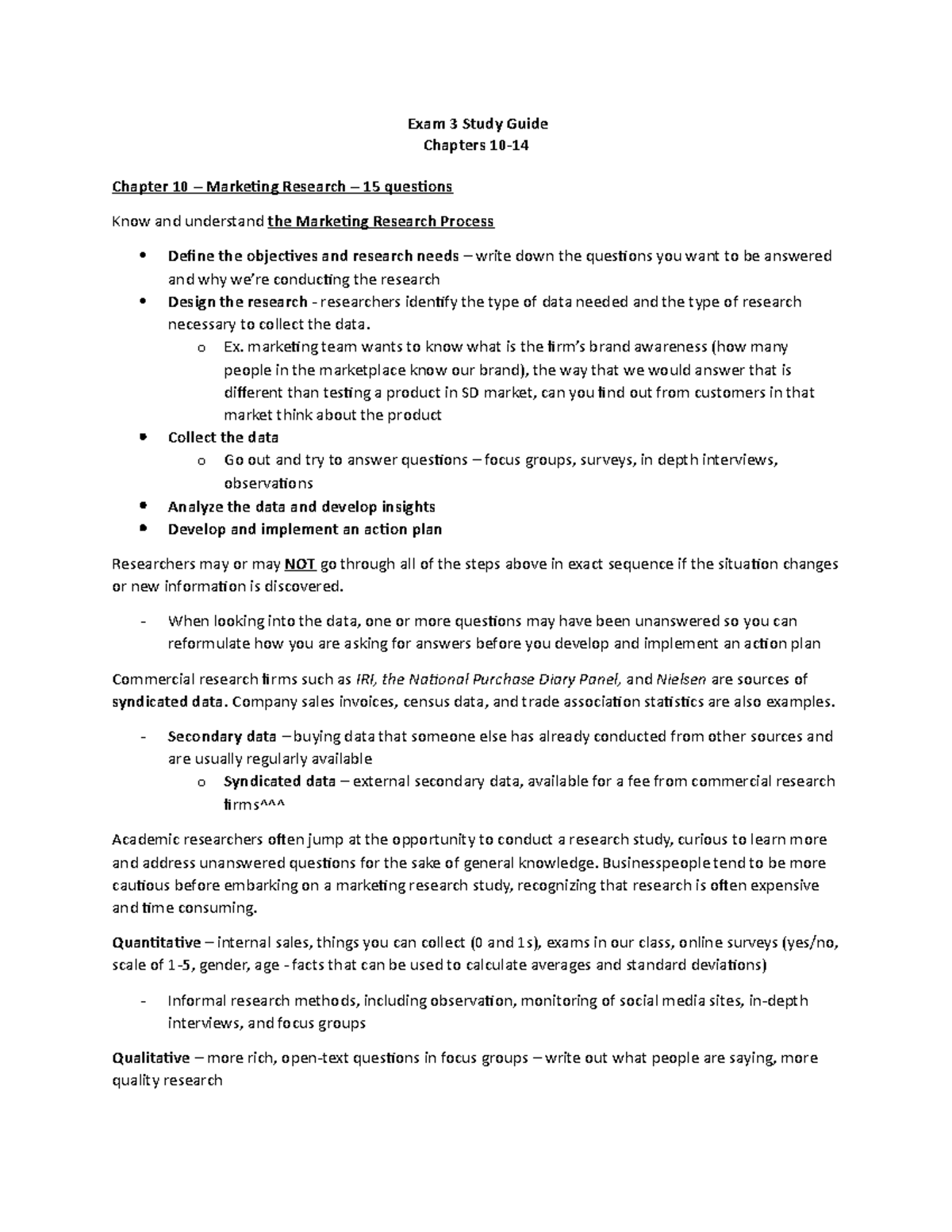 Exam 3 Study Guide Fall 2020 - Exam 3 Study Guide Chapters 10- Chapter ...