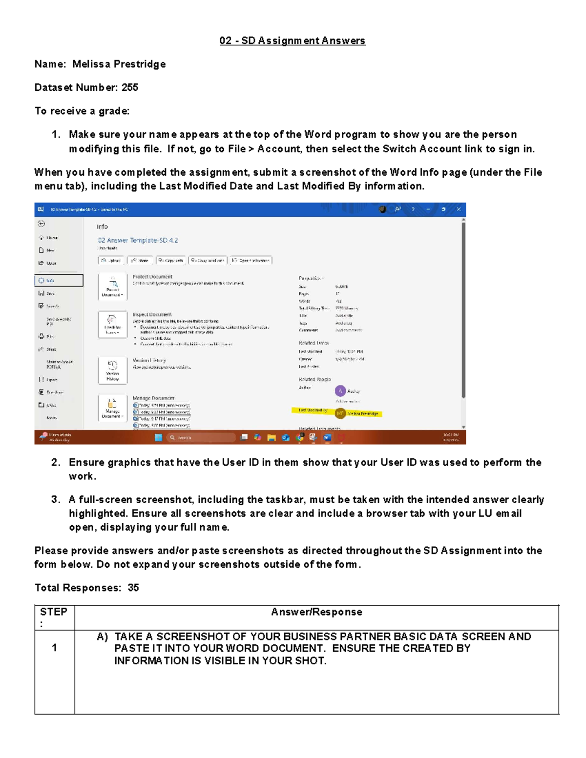 02 SD Assignment Answers: Screenshot Instructions and Data Recording ...