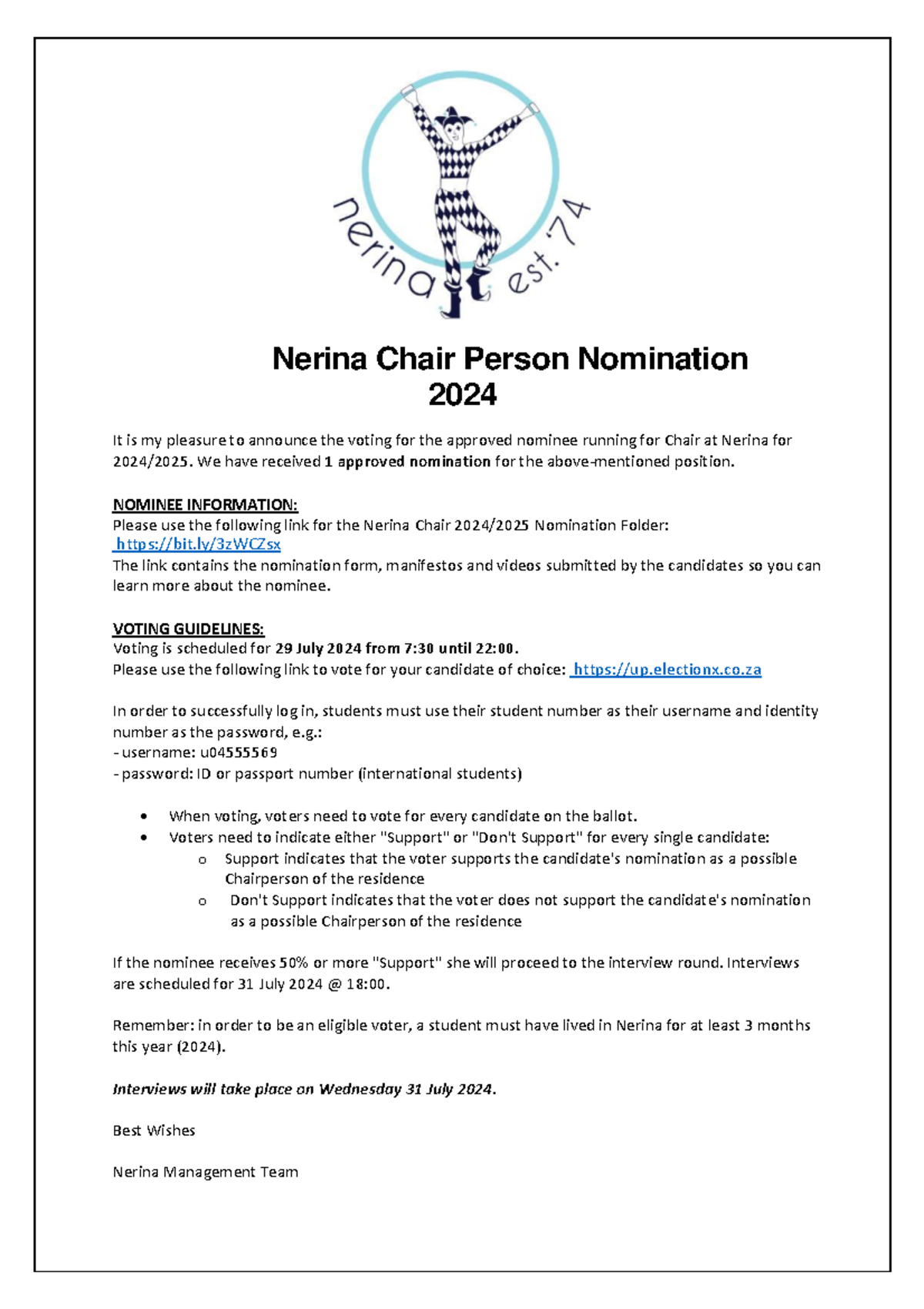 Nerina Chairperson Nomination for 2024-2025 (240727 101613) - Studocu