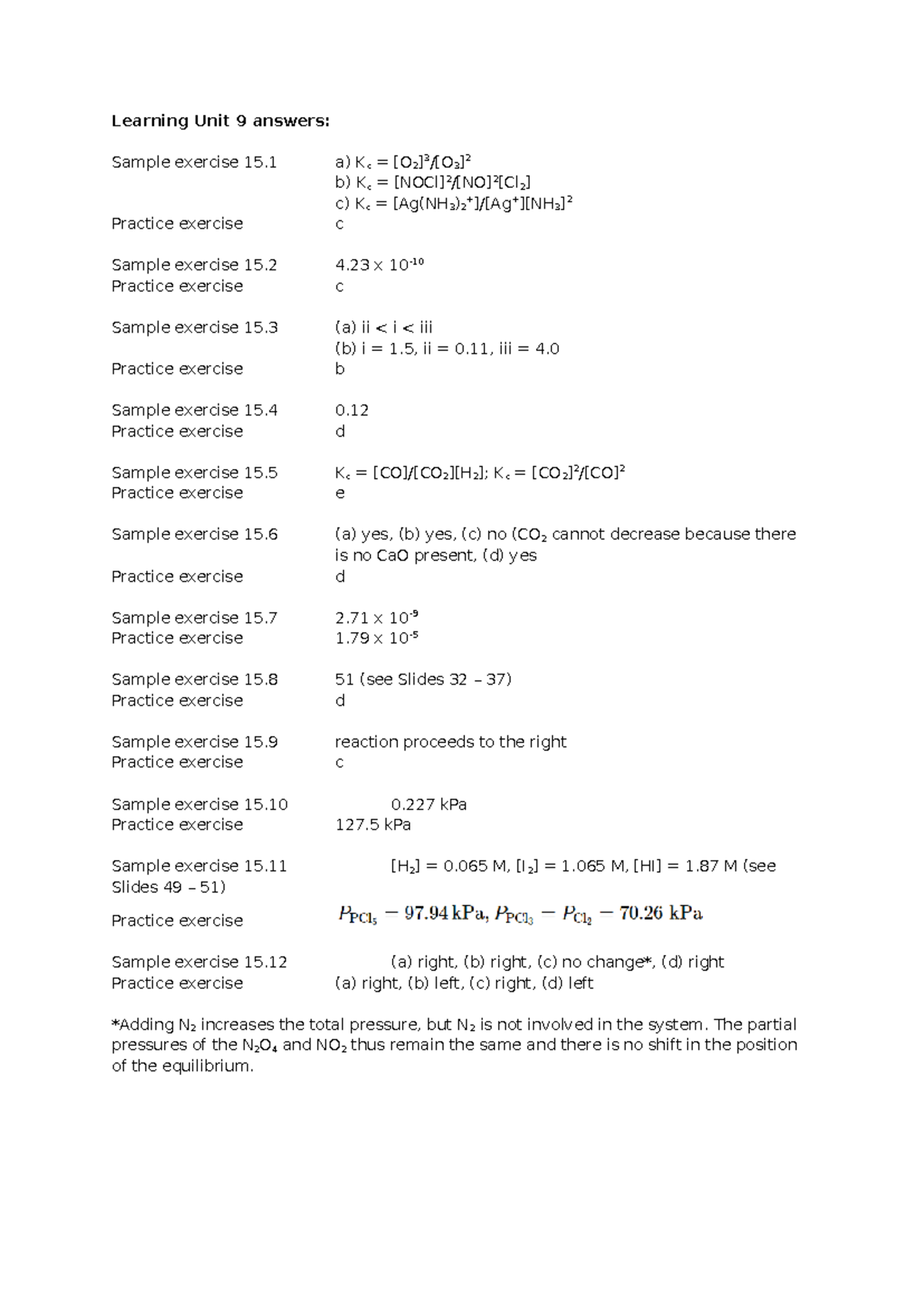 Learning Unit 10 Final Answers: Exercises and Sample Solutions - Studocu