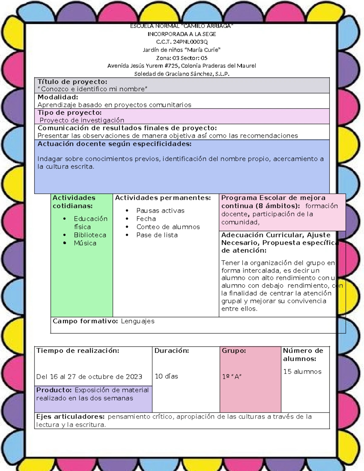 Ejemplo Aprendizaje Basado en Proyectos Comunitarios - APRENDIZAJE ...
