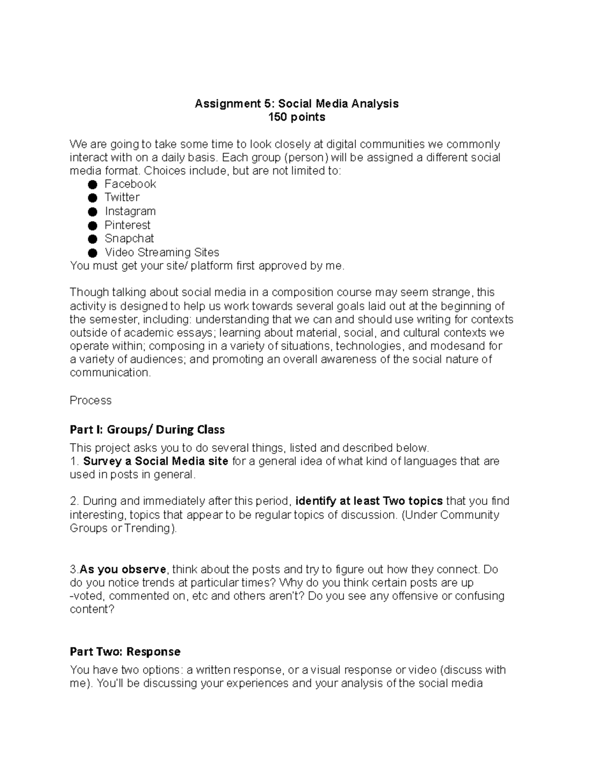 Assignment 5: Analyzing Social Media Trends and Communication - Studocu