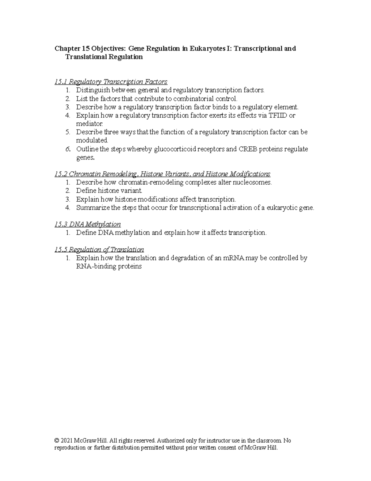 Chapter 15 Objectives: Gene Reg. in Eukaryotes I - Transcription ...
