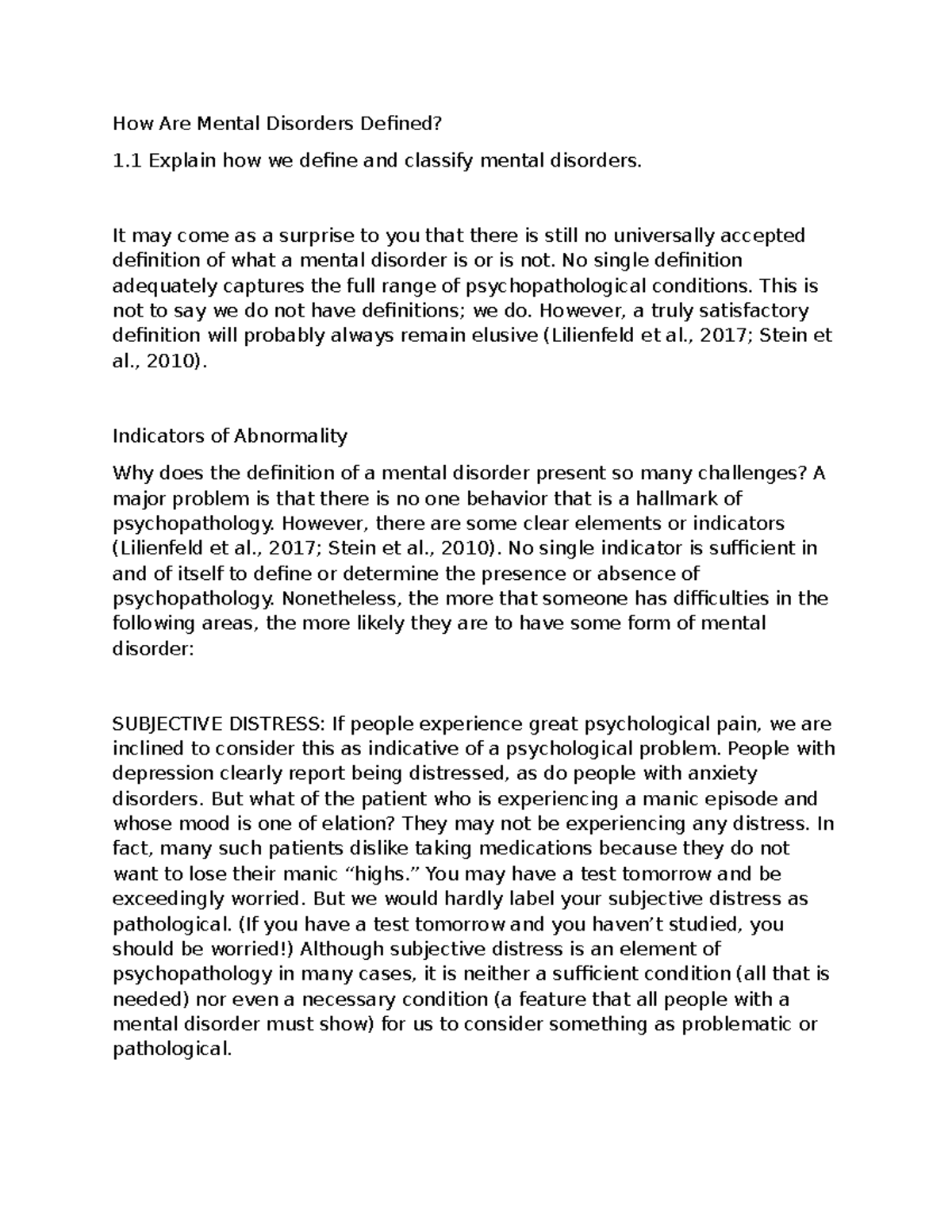 Defining Mental Disorders: Key Concepts in Abnormal Psychology (1.1 ...