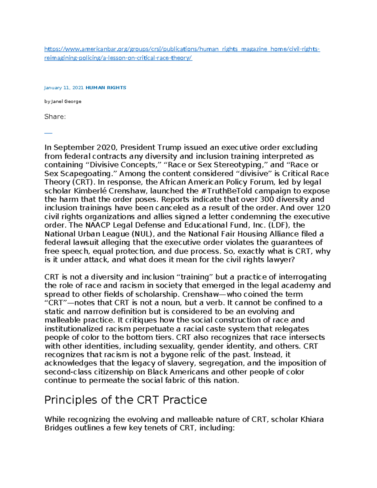 Critical Race Theory and Its Impact on Education Systems: A Call to ...