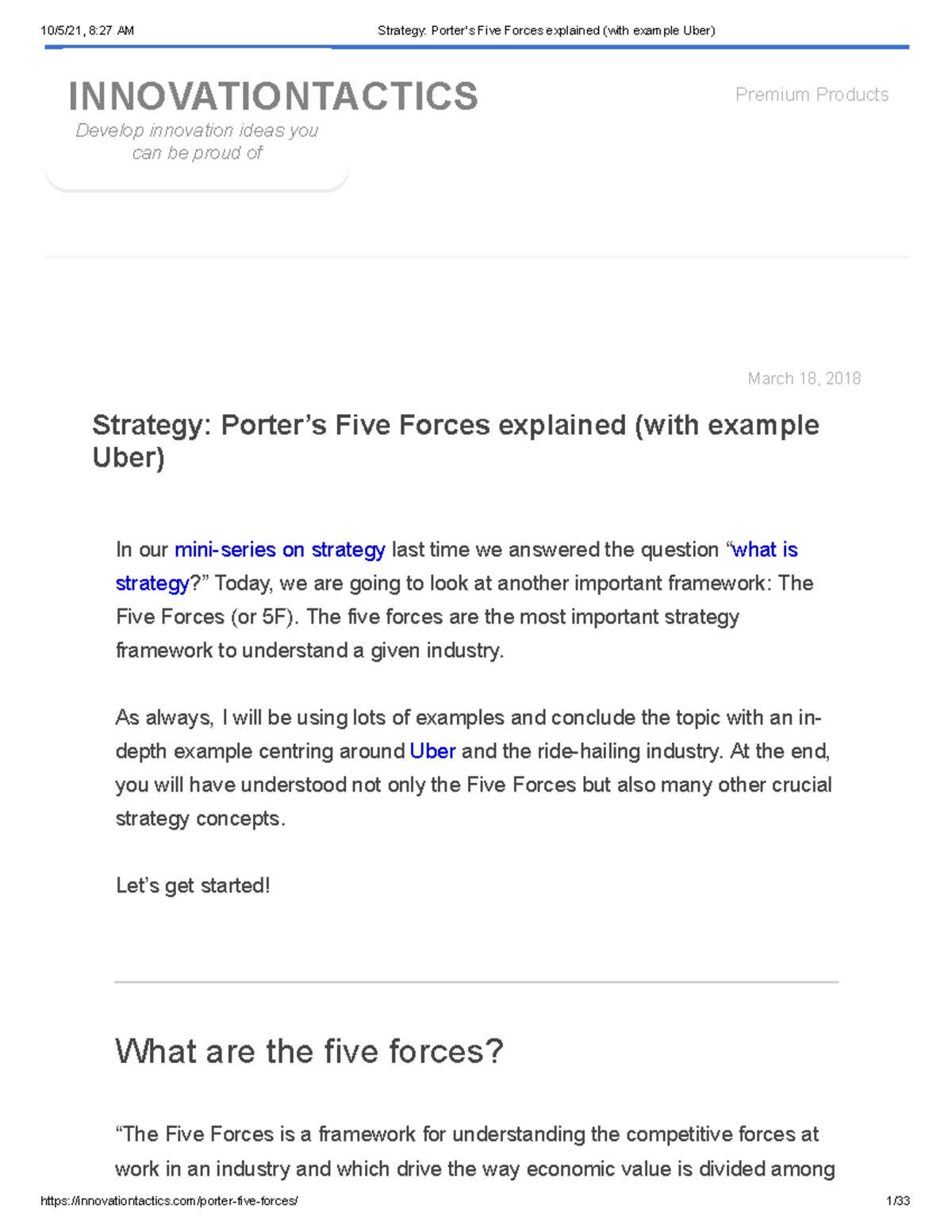 Understanding Porter’s 5 Forces: A Focus on Uber’s Strategy - Studocu
