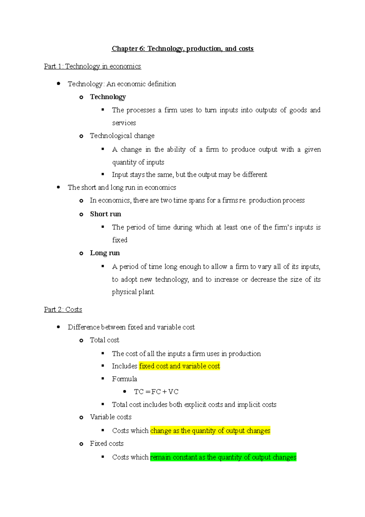 Chapter 6 - Technology, production, and cost - production process o ...