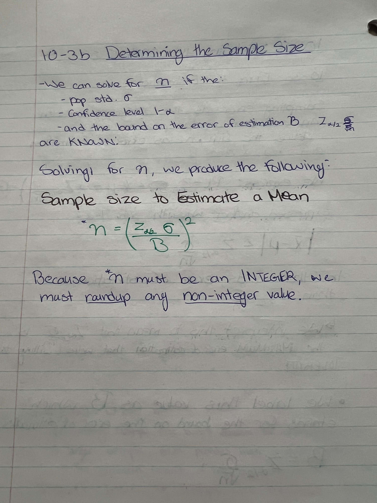 Sample Size Calculation for Estimating a Mean: Notes - Studocu