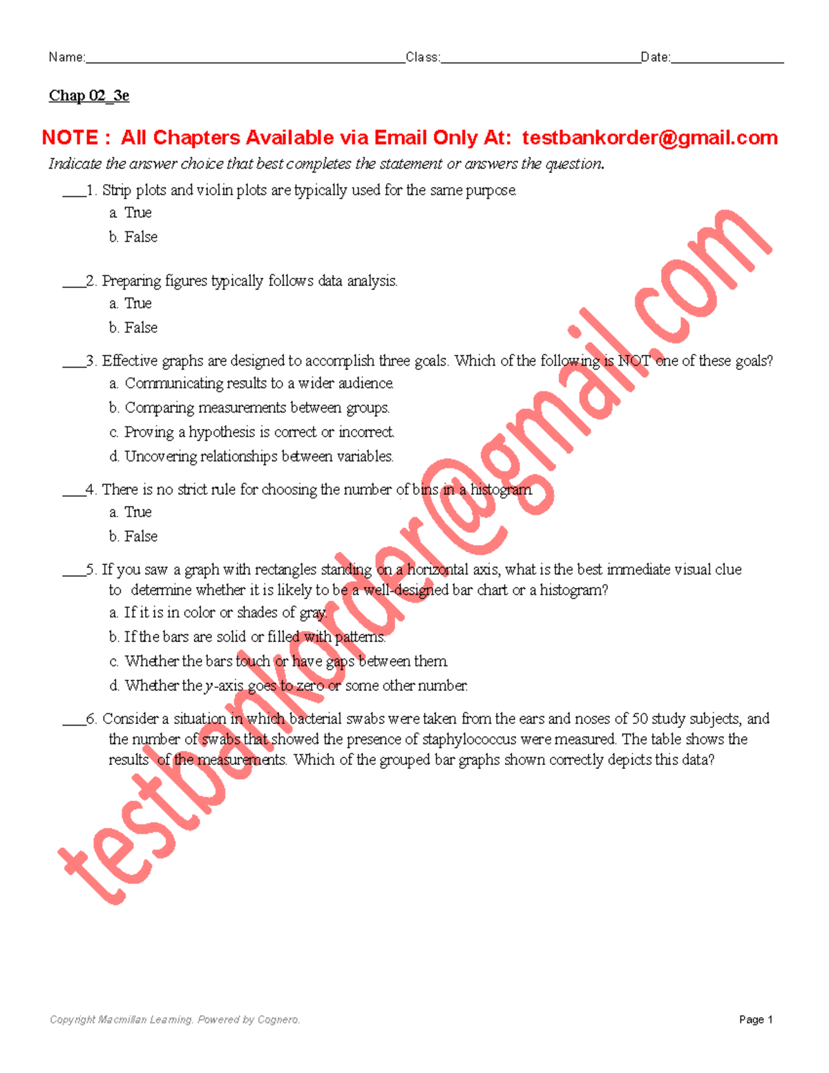 Test Bank Solutions for Analyzing Biological Data 3e: Chapter 2 - Studocu