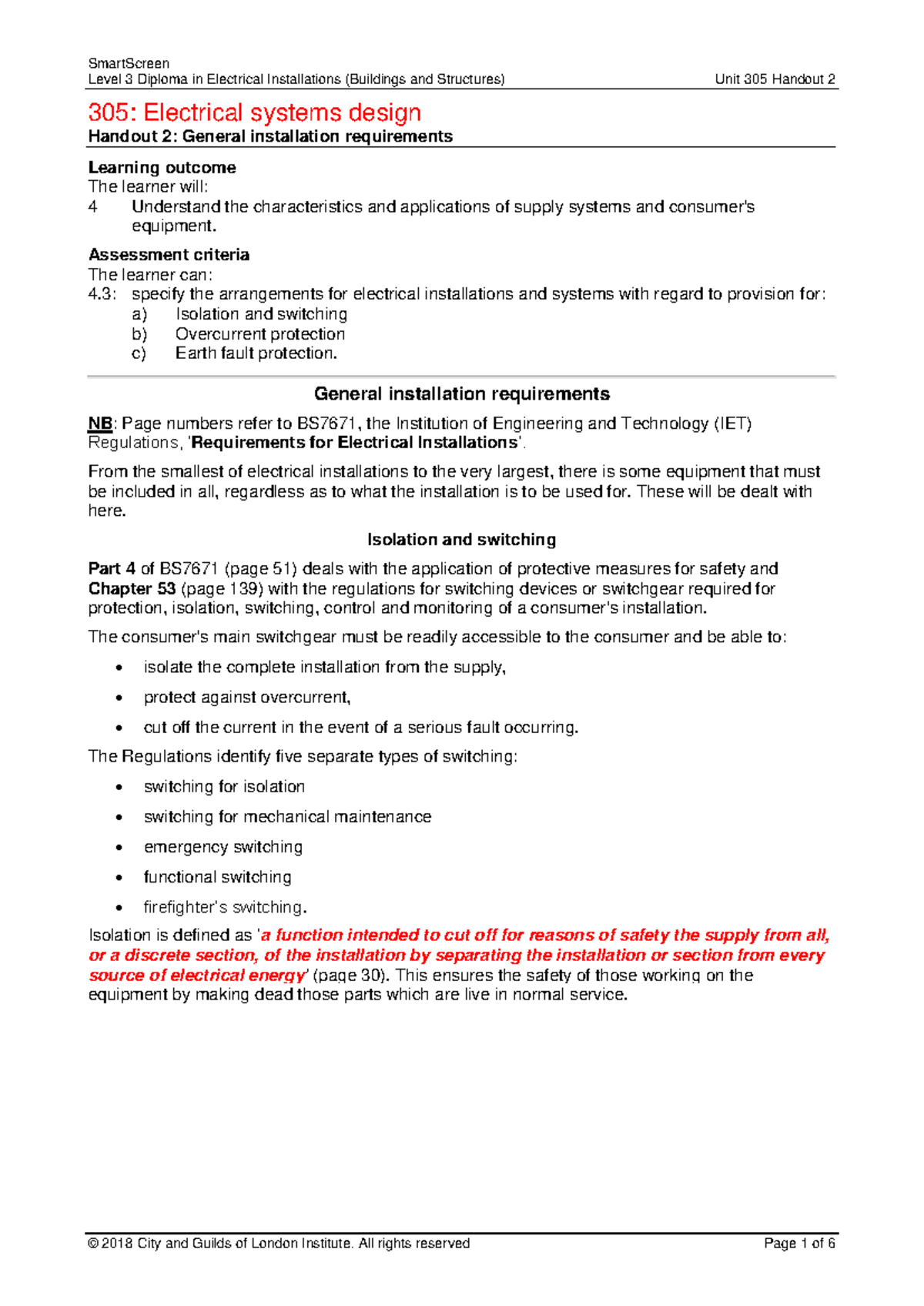 L3 305-02 Handout 2: General Installation Requirements Overview - Studocu