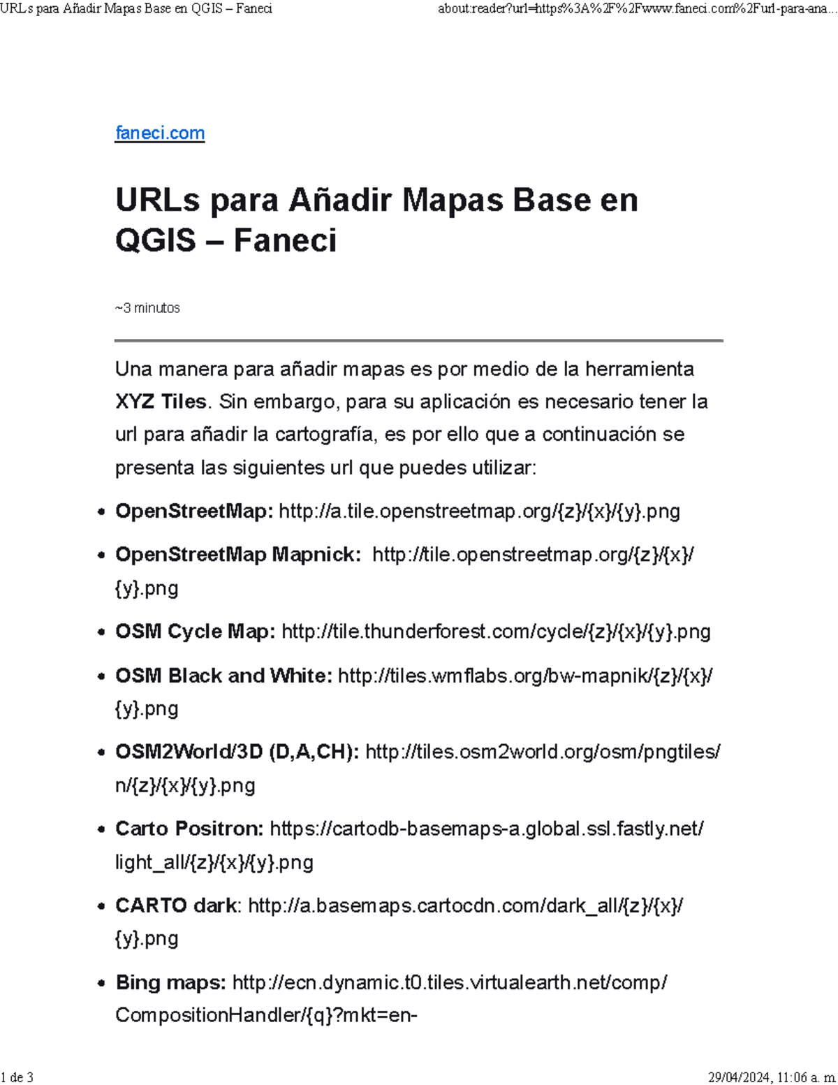 URLs para Añadir Mapas Base en QGIS - Faneci 1 de 3 - Studocu