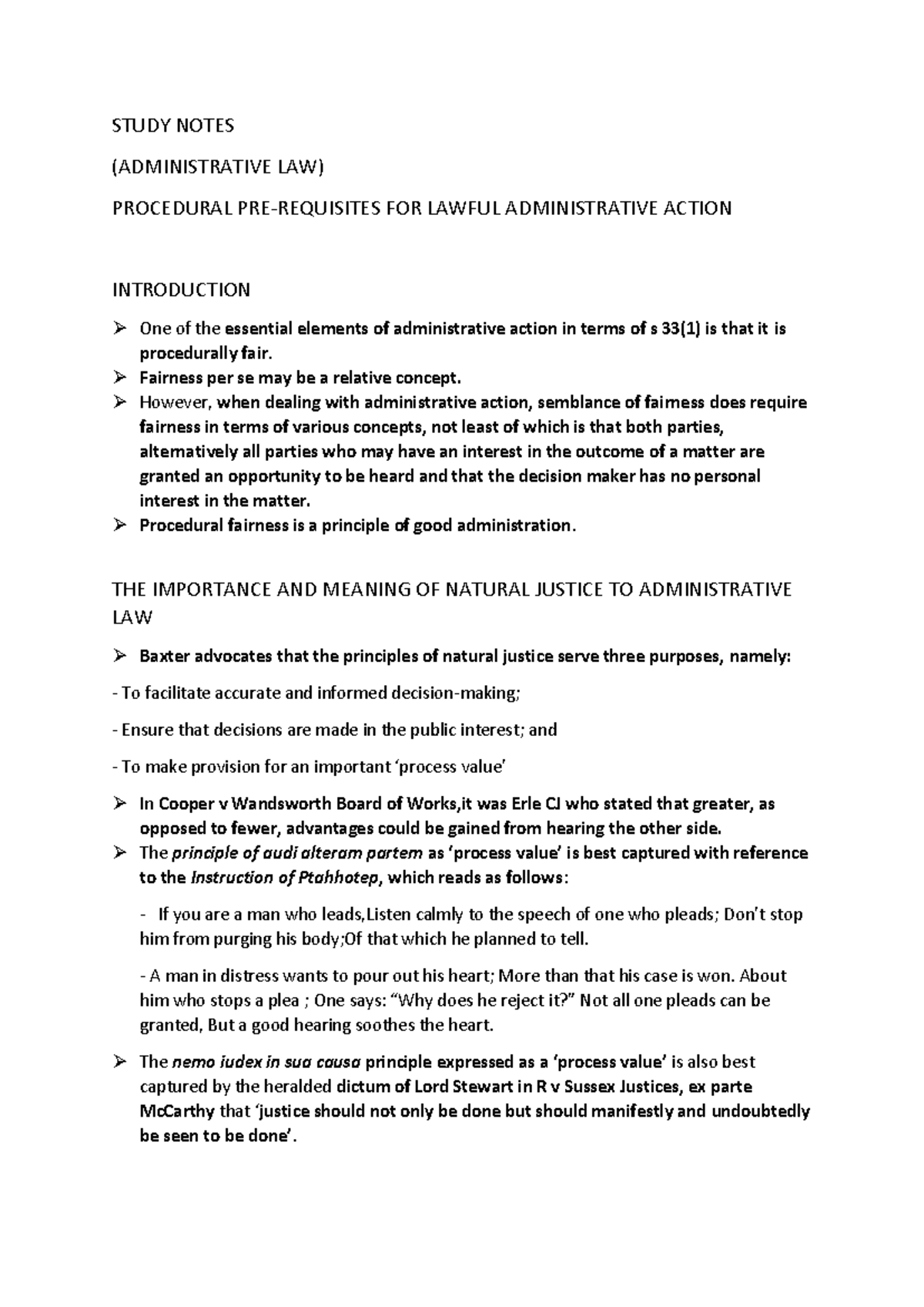 Administrative Law Study Notes: Procedural Fairness & Natural Justice ...