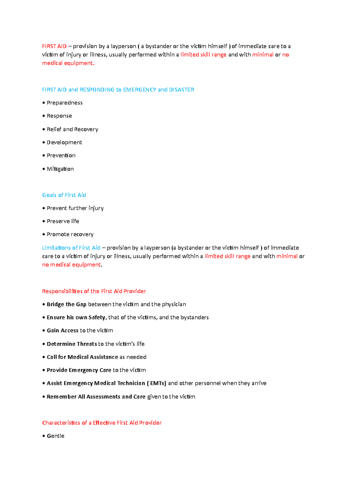 Basic LIFE Support - FIRST AID – provision by a layperson ( a bystander ...