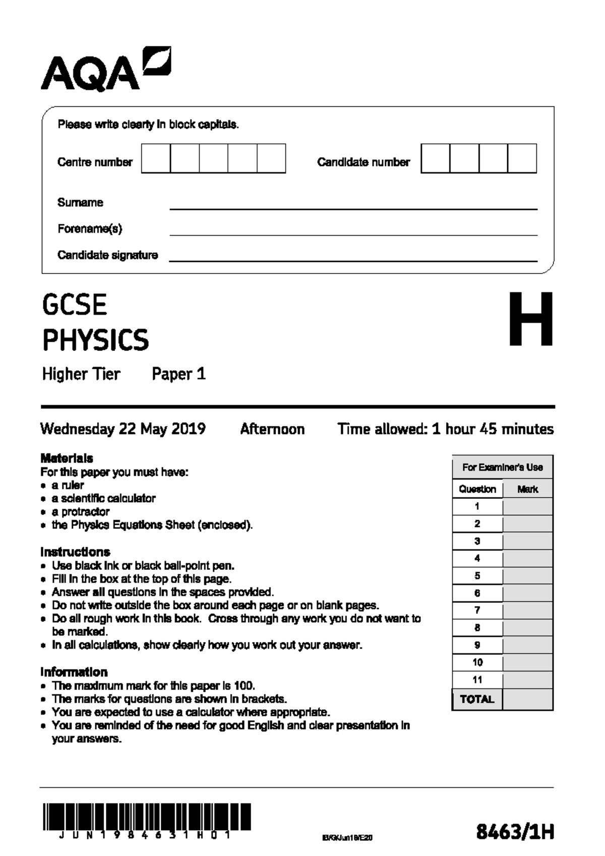 Physics - Past Exam Paper Review - Studocu