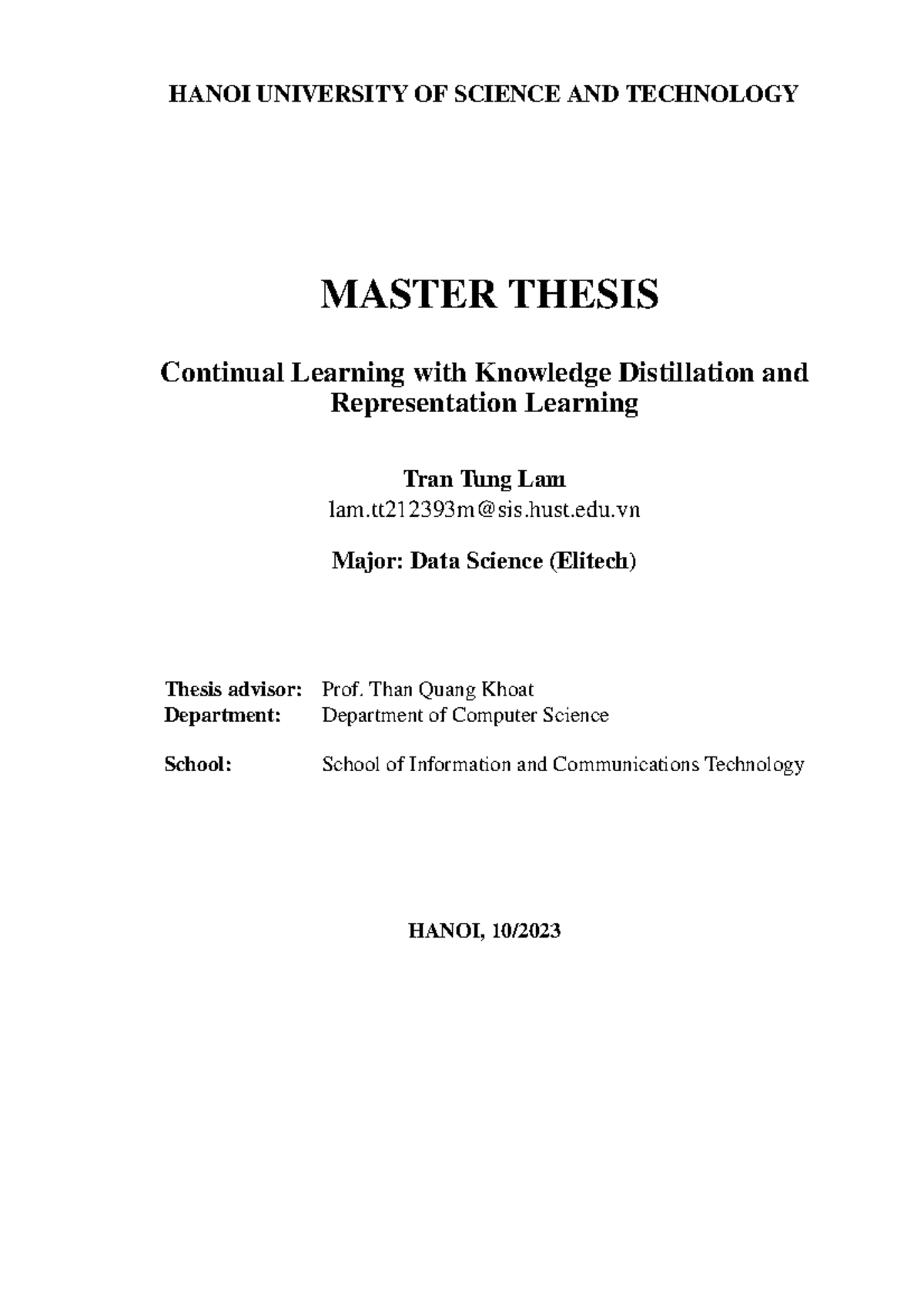 Master Thesis: Continual Learning via Knowledge Distillation ...