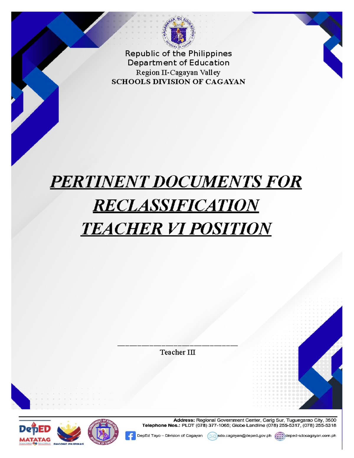 Cover PAGE Reclass 5 - for reference - English - Republic of the ...