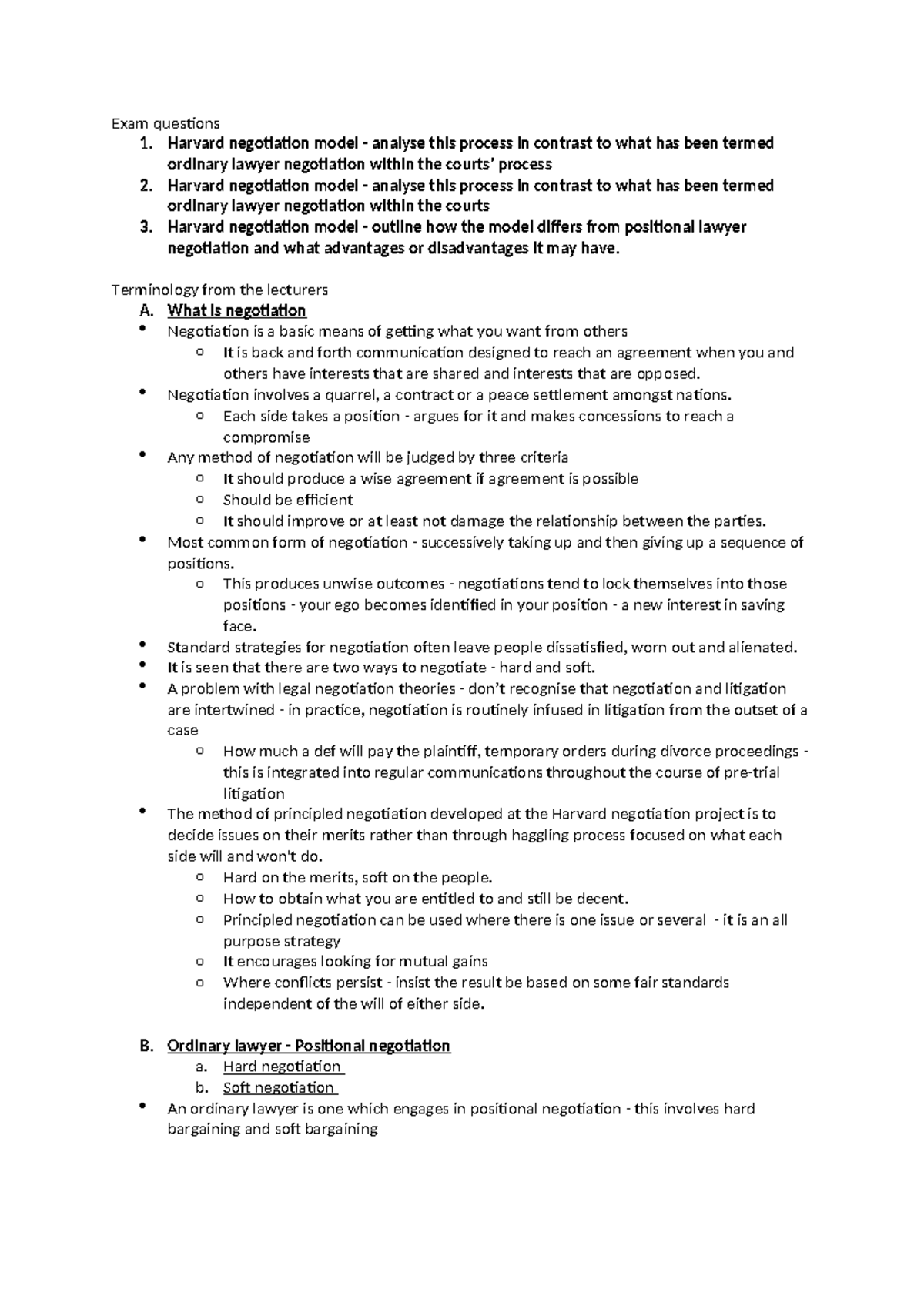 Negotiation Strategies: Harvard Model vs. Positional Bargaining ...