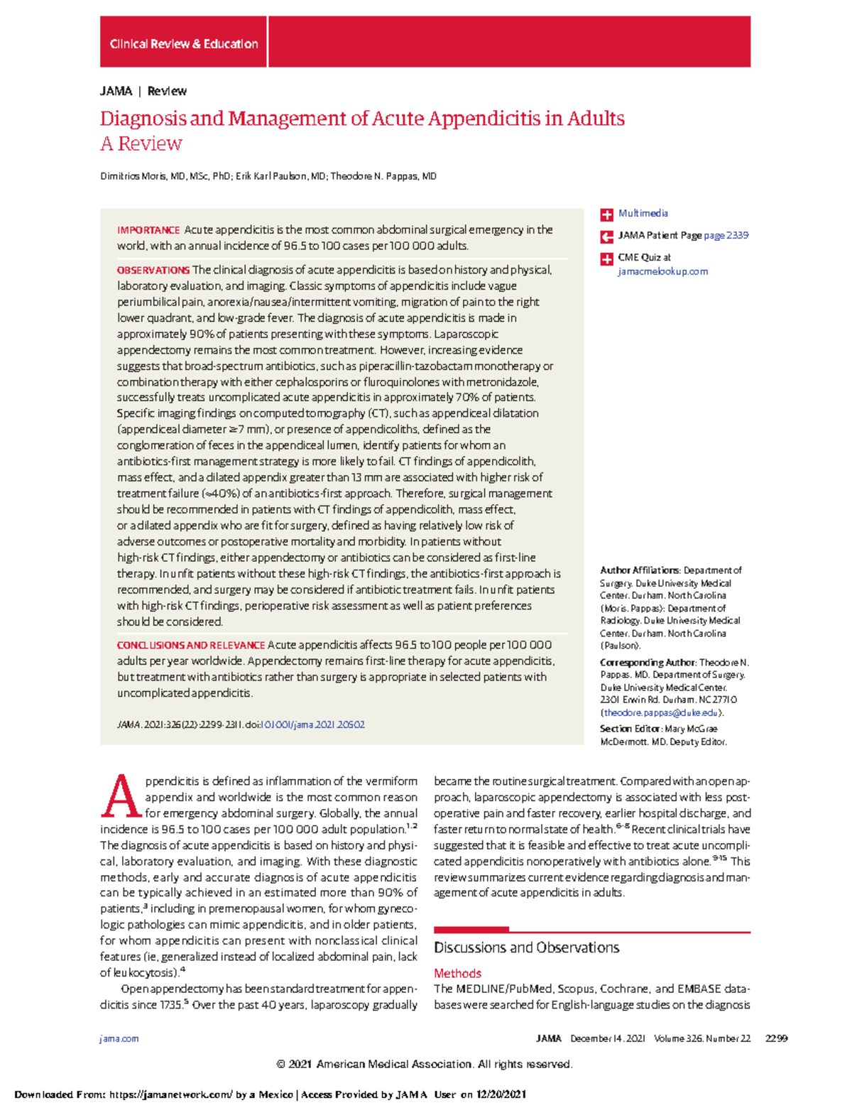 Apendicitis 2021 - Diagnosis and Management of Acute Appendicitis in ...