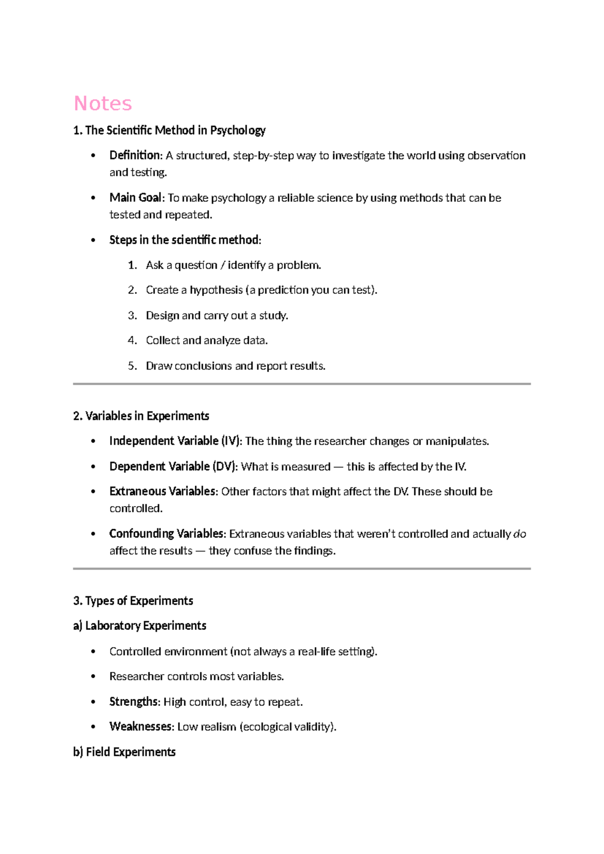 PSY101: Chapter 5 - Research Methods in Psychology Notes - Studocu