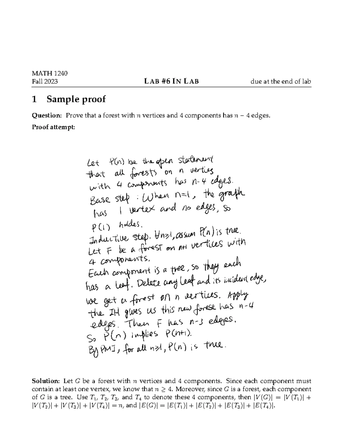 MATH 1240 - Fall 2022 Lab Assignment #4 Solutions and Proofs - Studocu