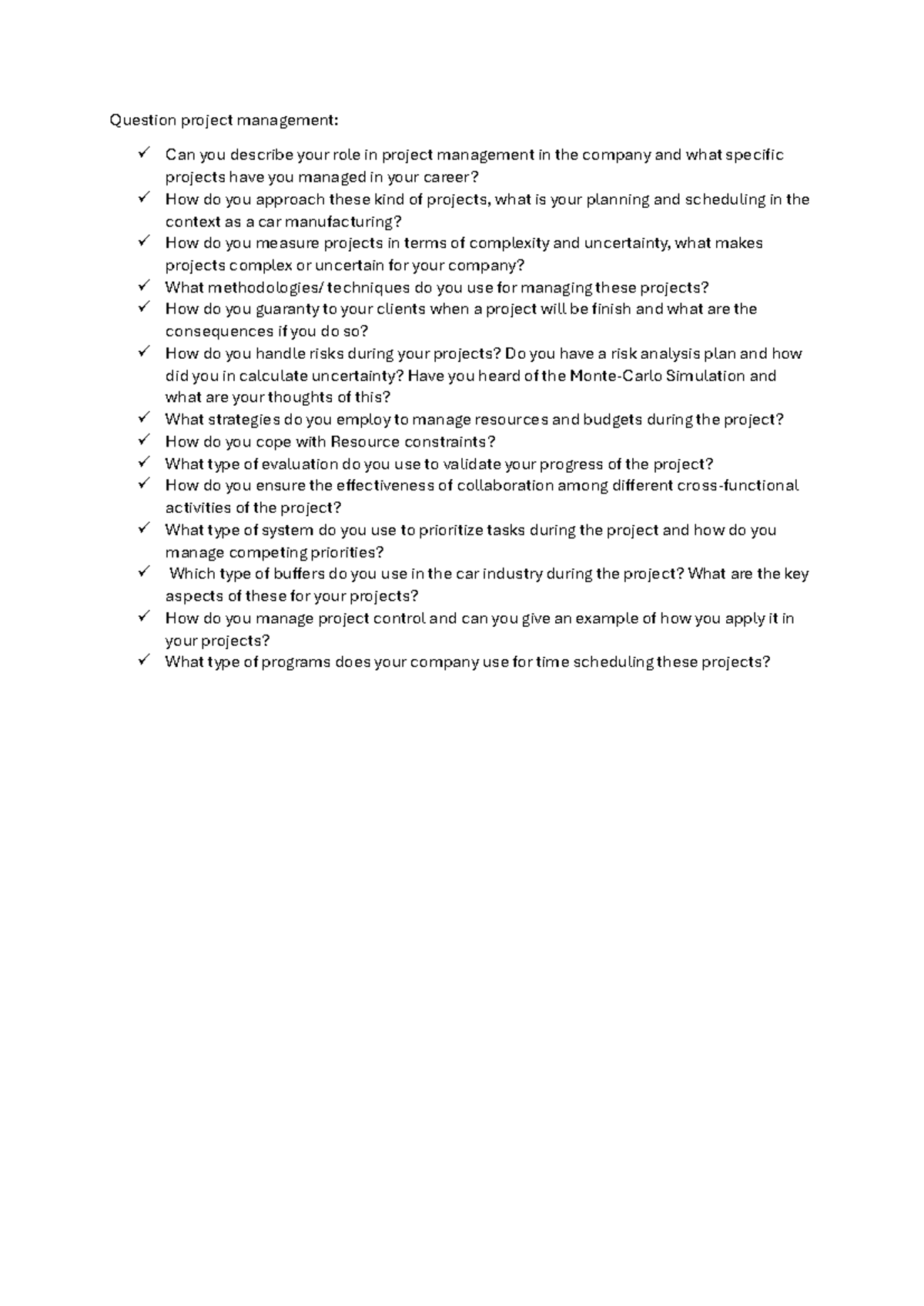 Project Management Questions & Steps Overview - Studocu
