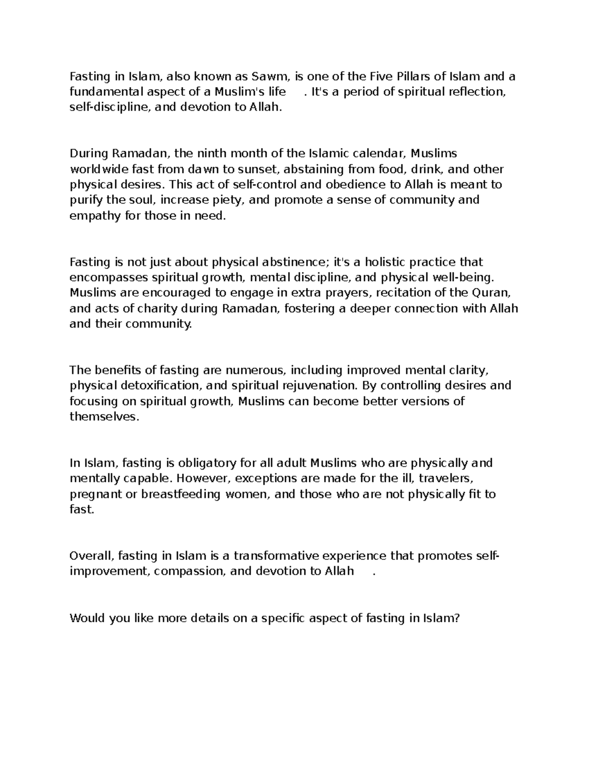 Fasting in Islam: Understanding Sawm and Its Spiritual Significance ...