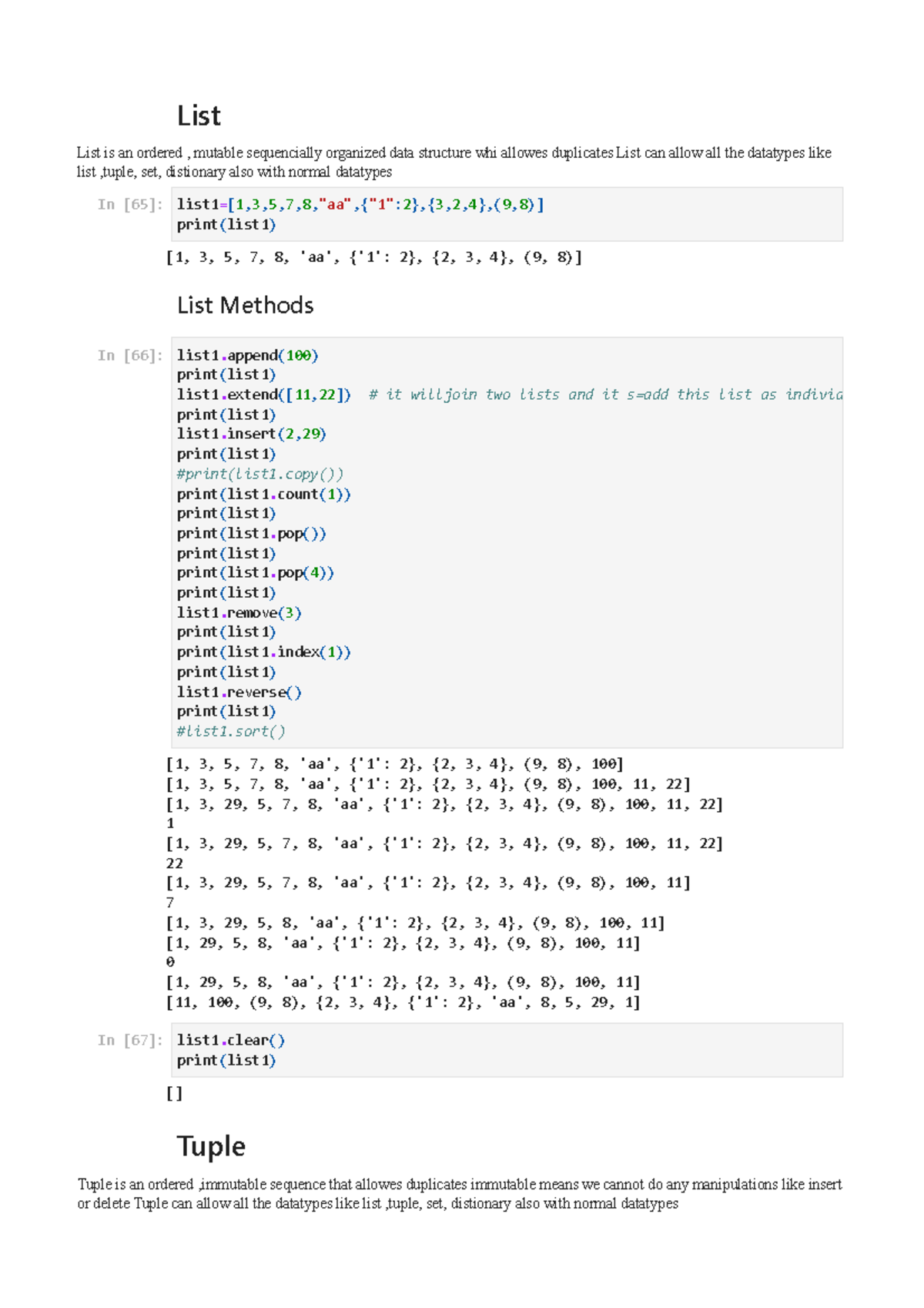 Python Data Structures Methods (CS101) - Studocu
