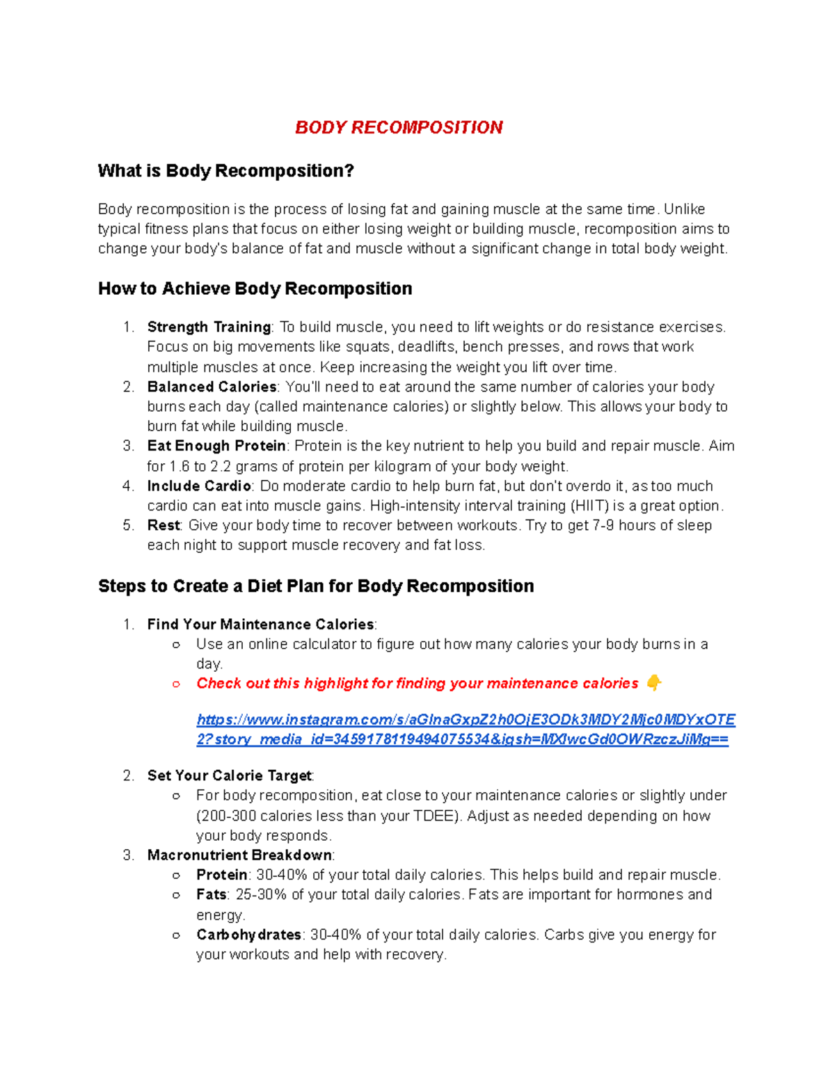Body recomp - Hey - BODY RECOMPOSITION What is Body Recomposition? Body ...