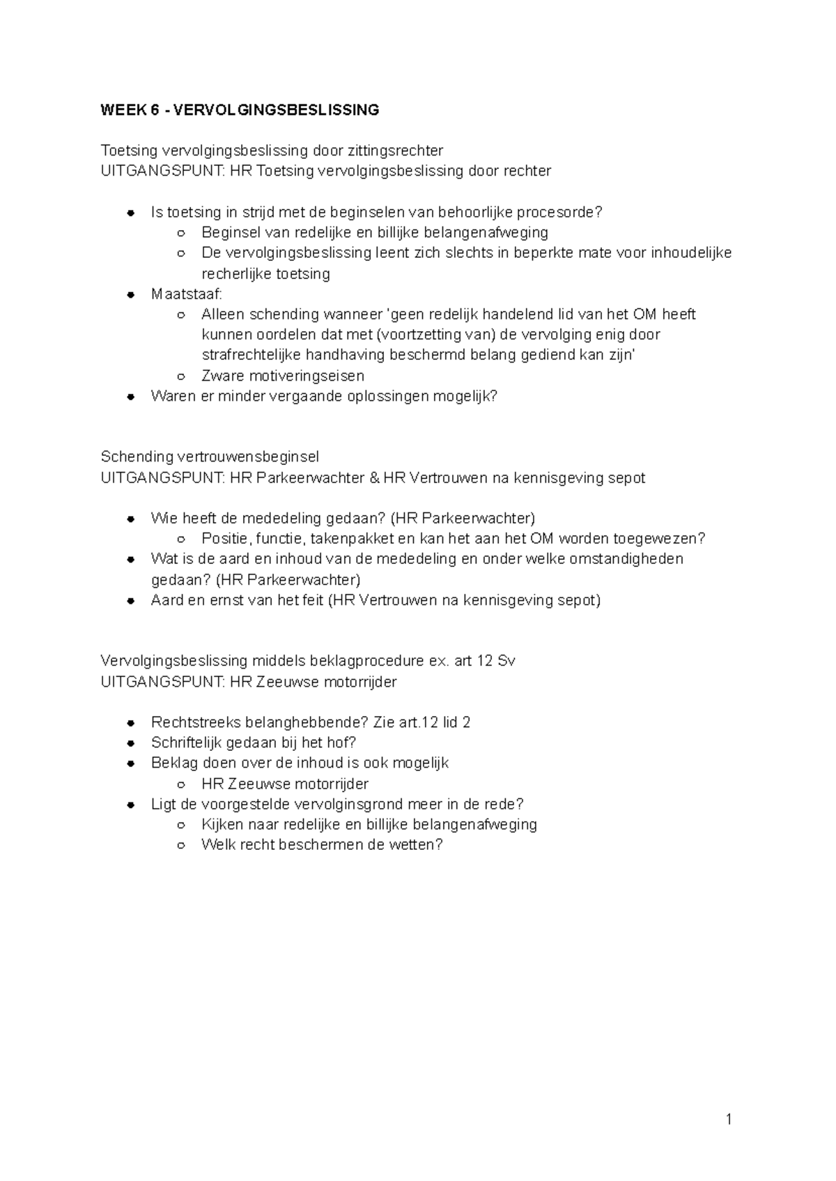 Stappenplannen Strafproces: Beslissingen & Onderzoek (Weken 6-10 ...