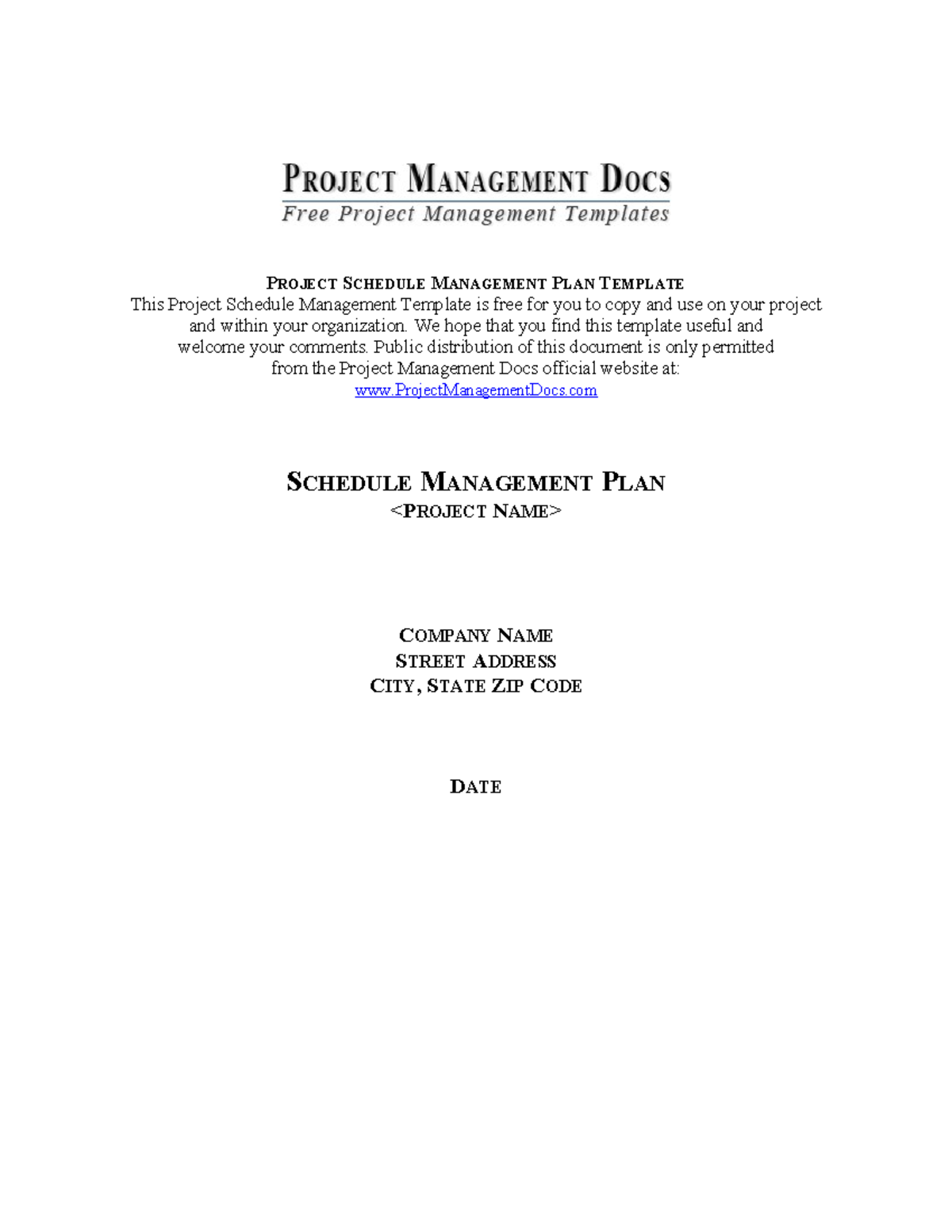 2. Project Schedule Management Plan Template - Studocu