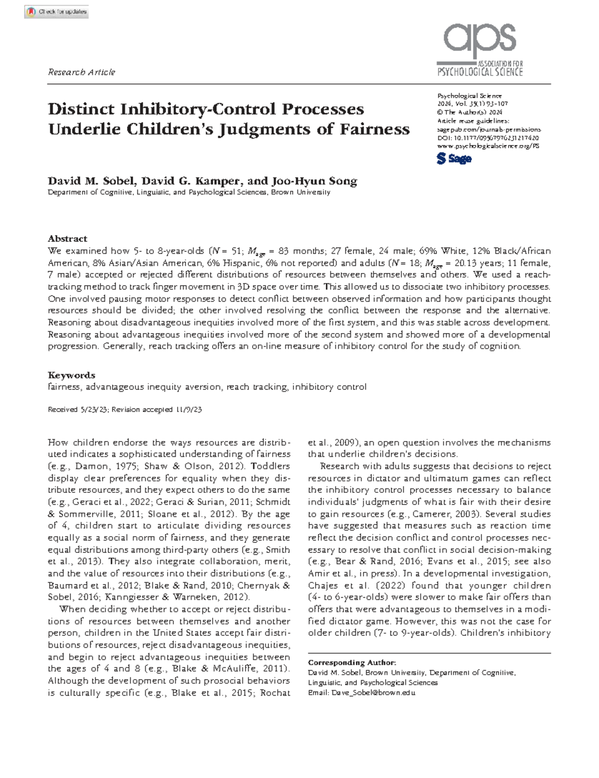 1217420 Final Exam: Distinct Inhibitory Control Processes in Children's ...
