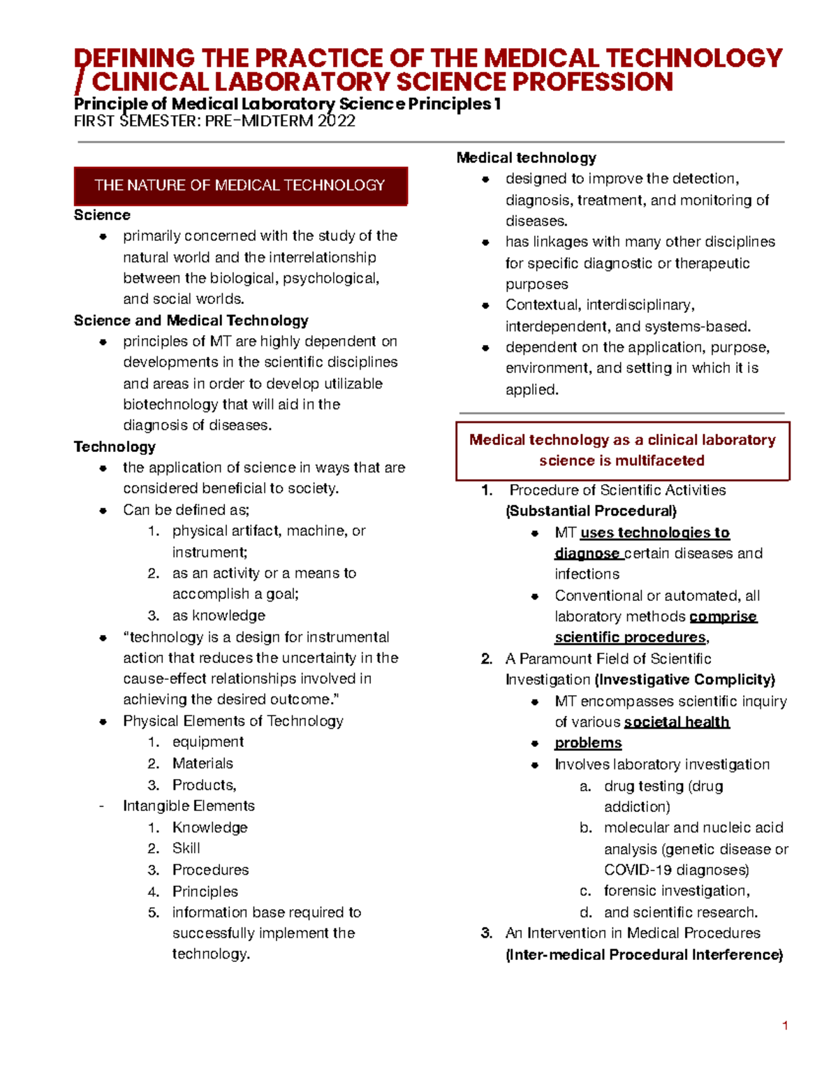 Defining the Medical Technology Clinical Laboratory Science Profession ...
