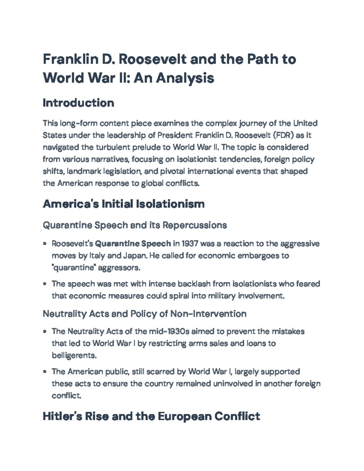 FDR's Foreign Policy Shift: Isolationism to WWII Engagement Analysis ...