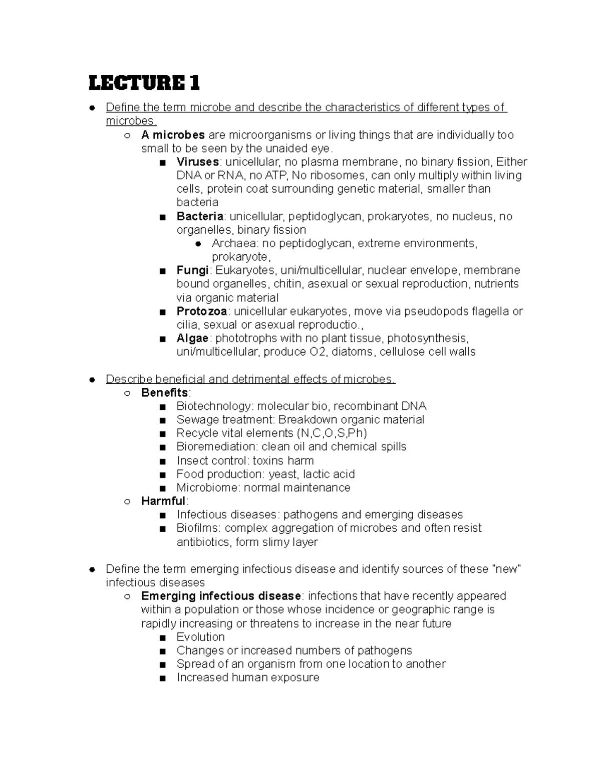 MICR 101 - Exam 1 Review: Key Concepts in Microbiology - Studocu