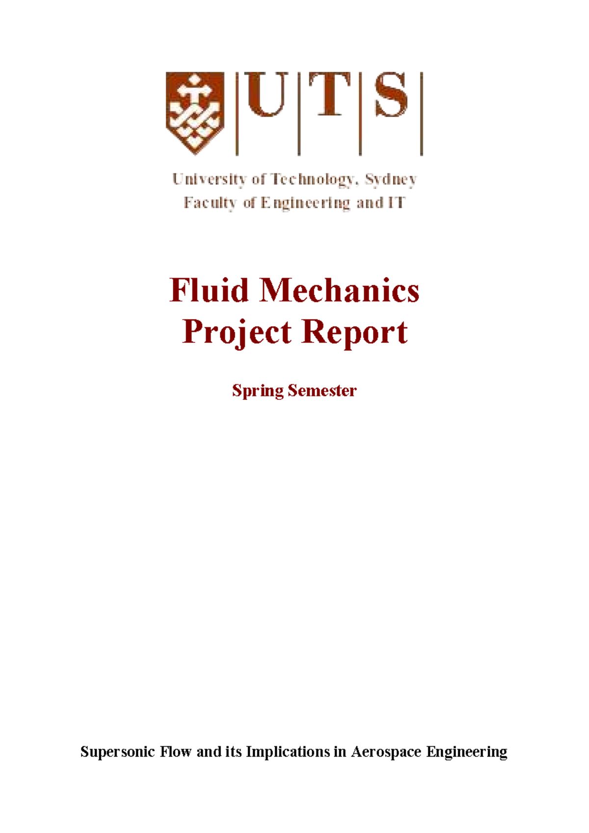 Fluid Mechanics Project Report: Supersonic Flow in Aerospace ...