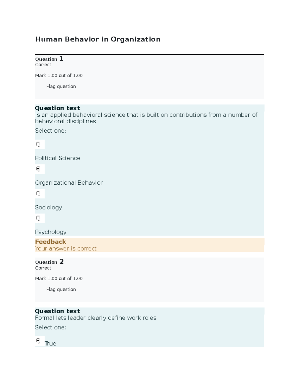 Human Behavior in Organization (MIdterm Q 1) - Human Behavior in ...