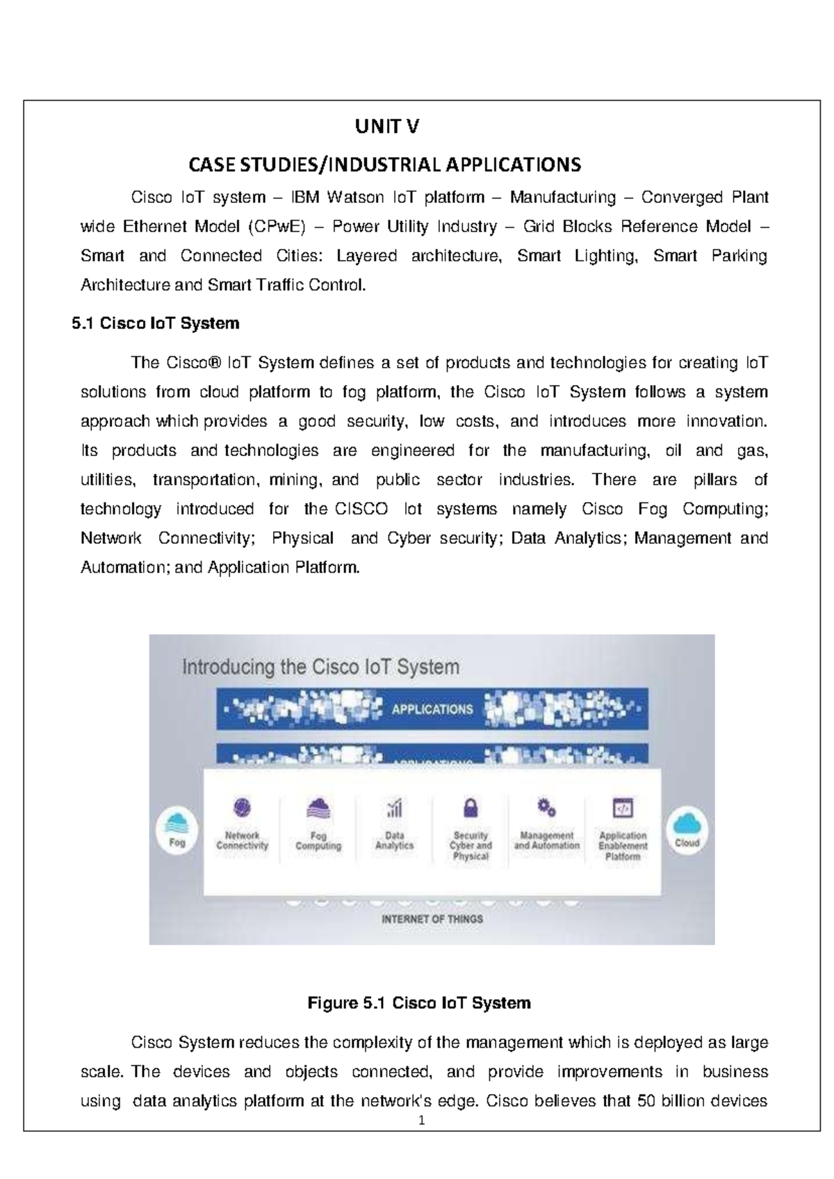 Io T & Its Applications Unit-V - UNIT V CASE STUDIES/INDUSTRIAL ...
