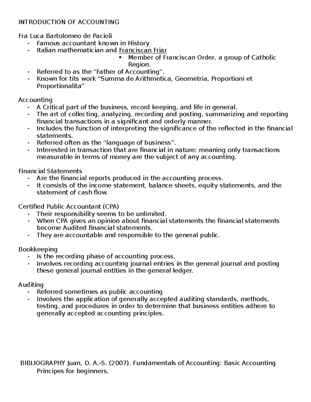 Introduction Of Accounting Notes - INTRODUCTION OF ACCOUNTING Fra Luca ...