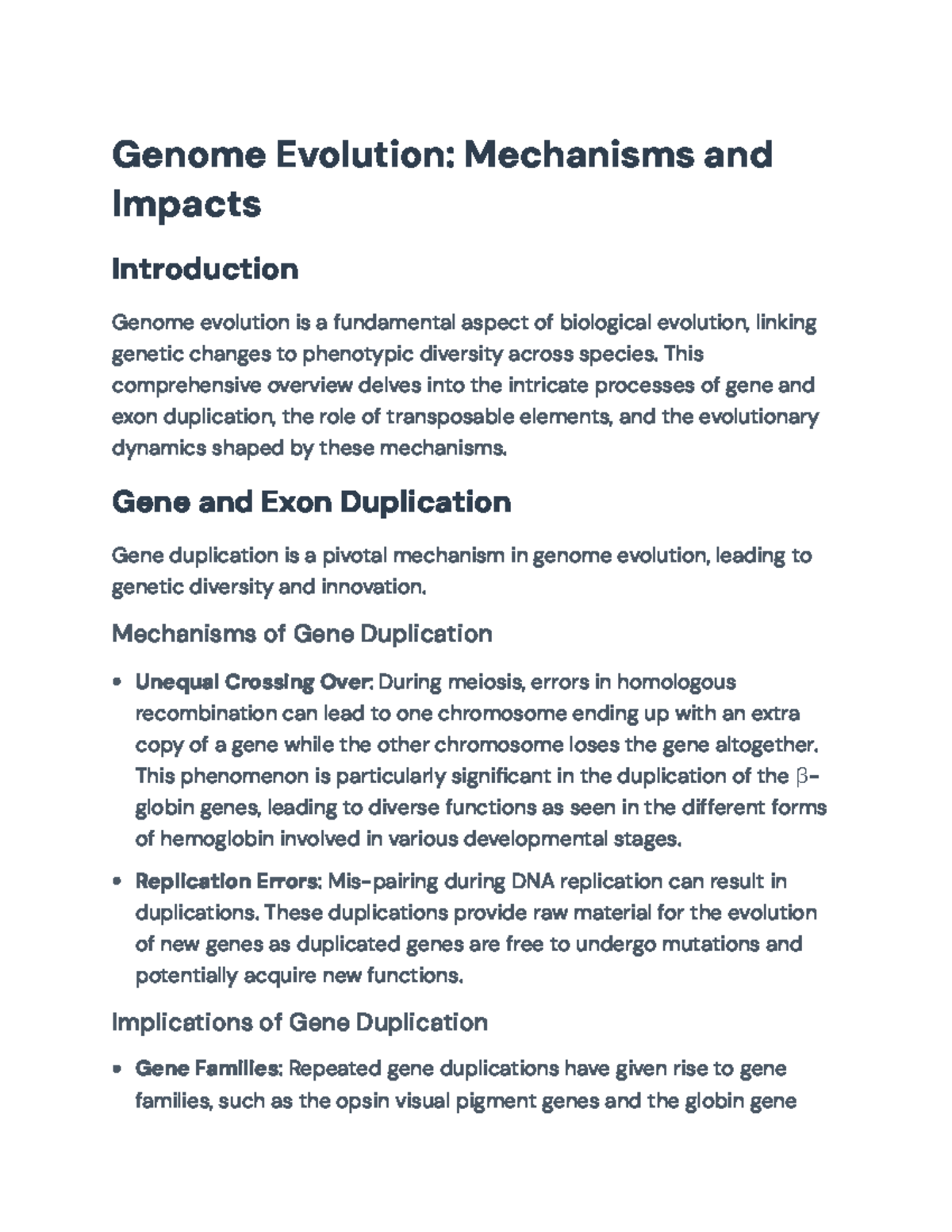 Genome Evolution: Mechanisms, Impacts, and Gene Dynamics - Genome ...