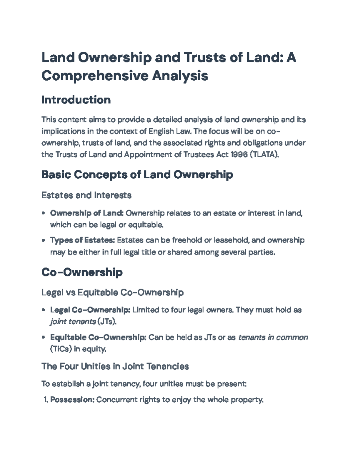Land Ownership and Trusts: A Comprehensive Analysis (LAW 101) - Land ...
