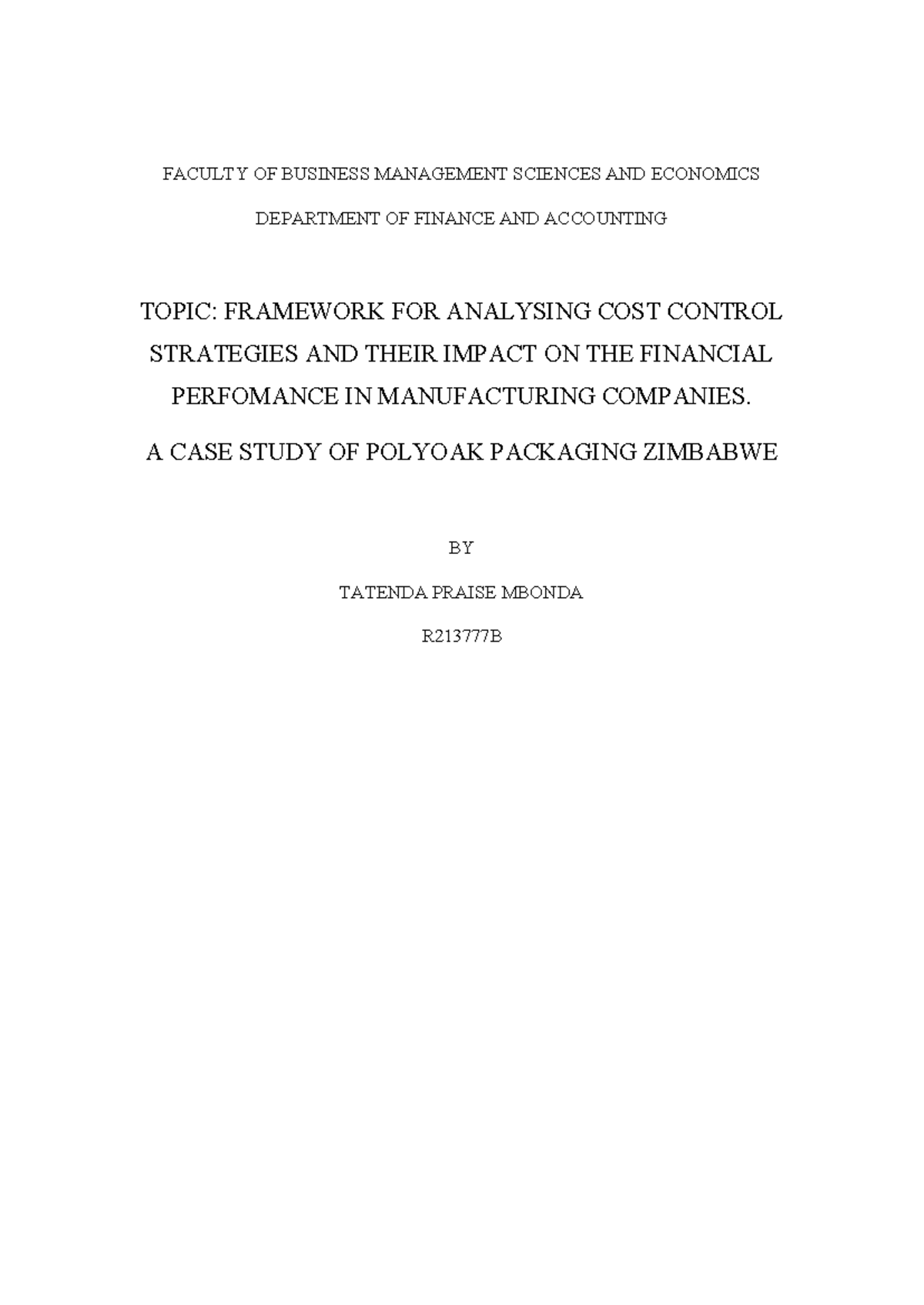 Chapter 3 Research Methodology: Cost Control Strategies Impact on ...