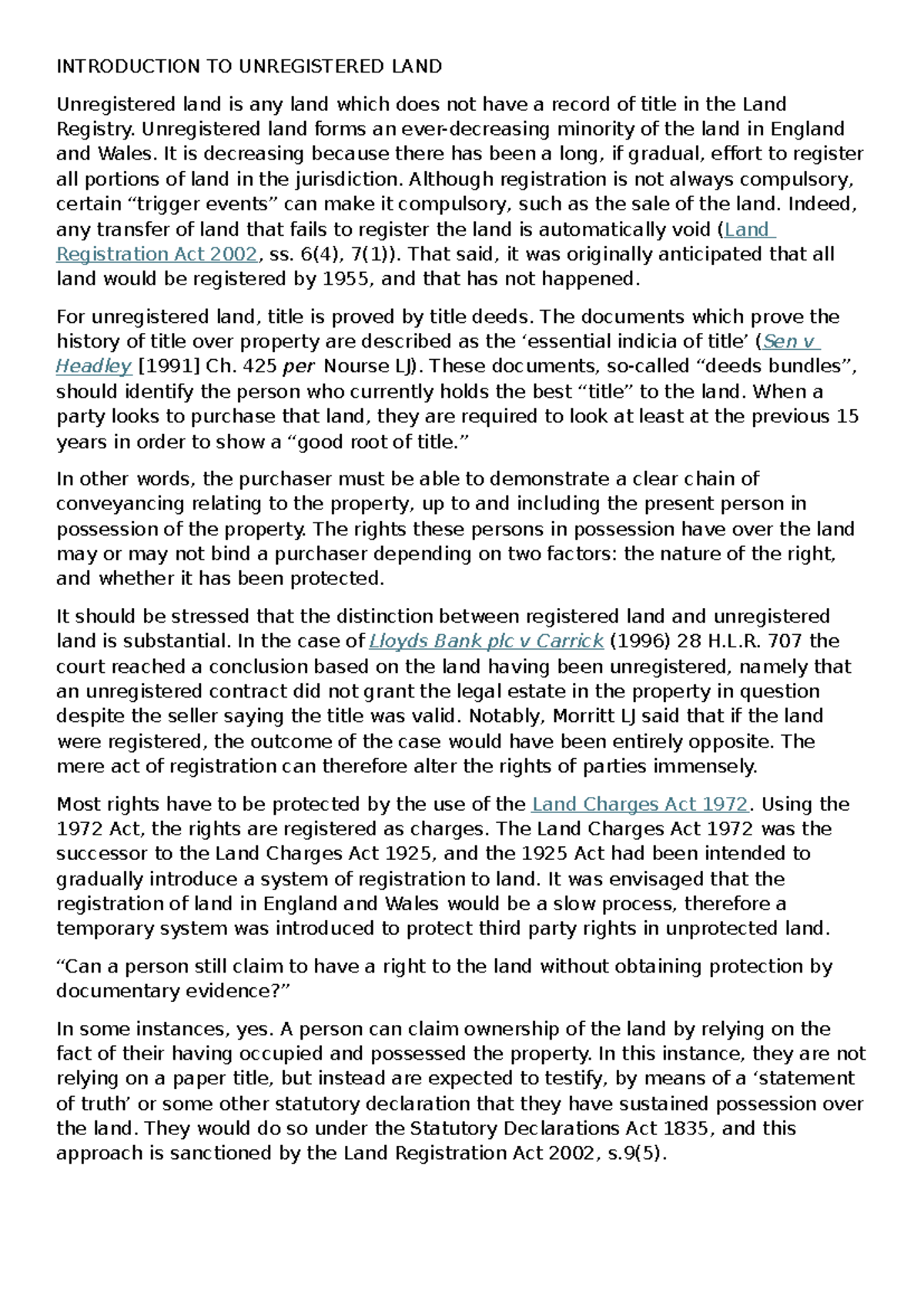 Introduction to Unregistered Land: Key Concepts and Legal Framework ...