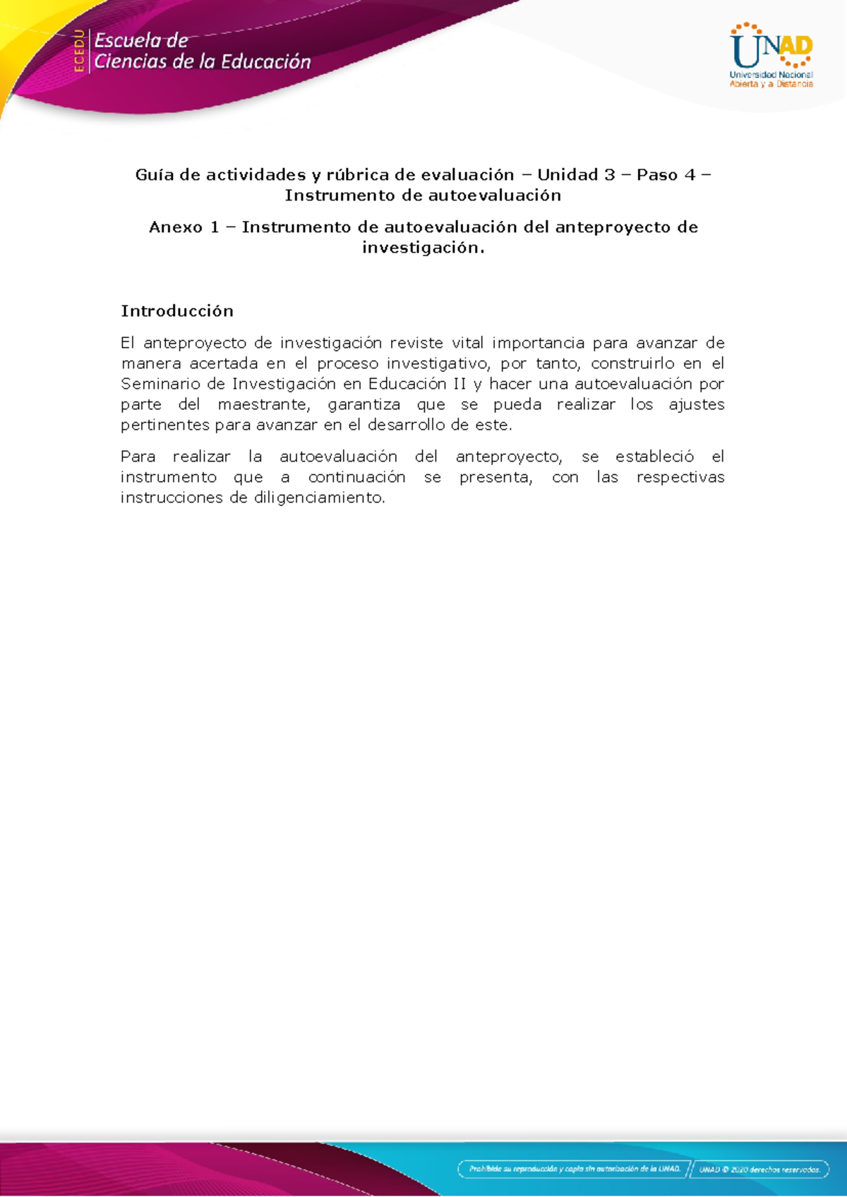 Autoevaluación del Anteproyecto - Seminario de Investigación II - Document Preview