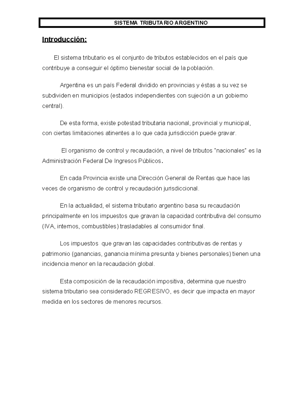 Sistema Tributario Argentino: Estructura y Clasificación de Tributos ...