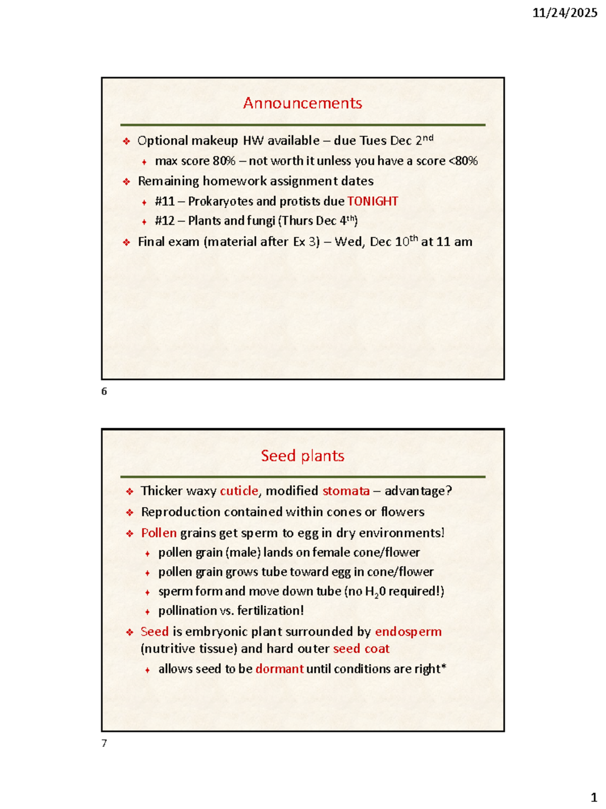 Lecture Notes: Seed Plants and Angiosperms - Studocu