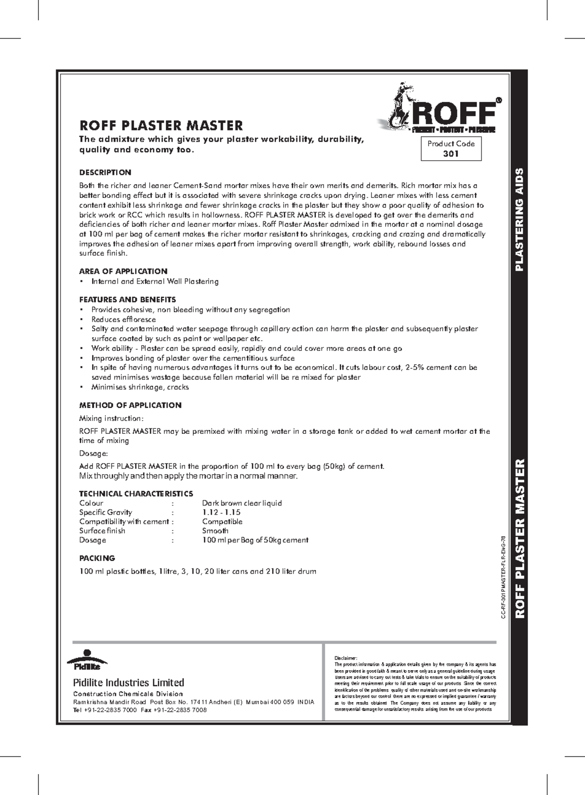 301-Plaster Master - Chemistry Product Guide and Application Notes ...