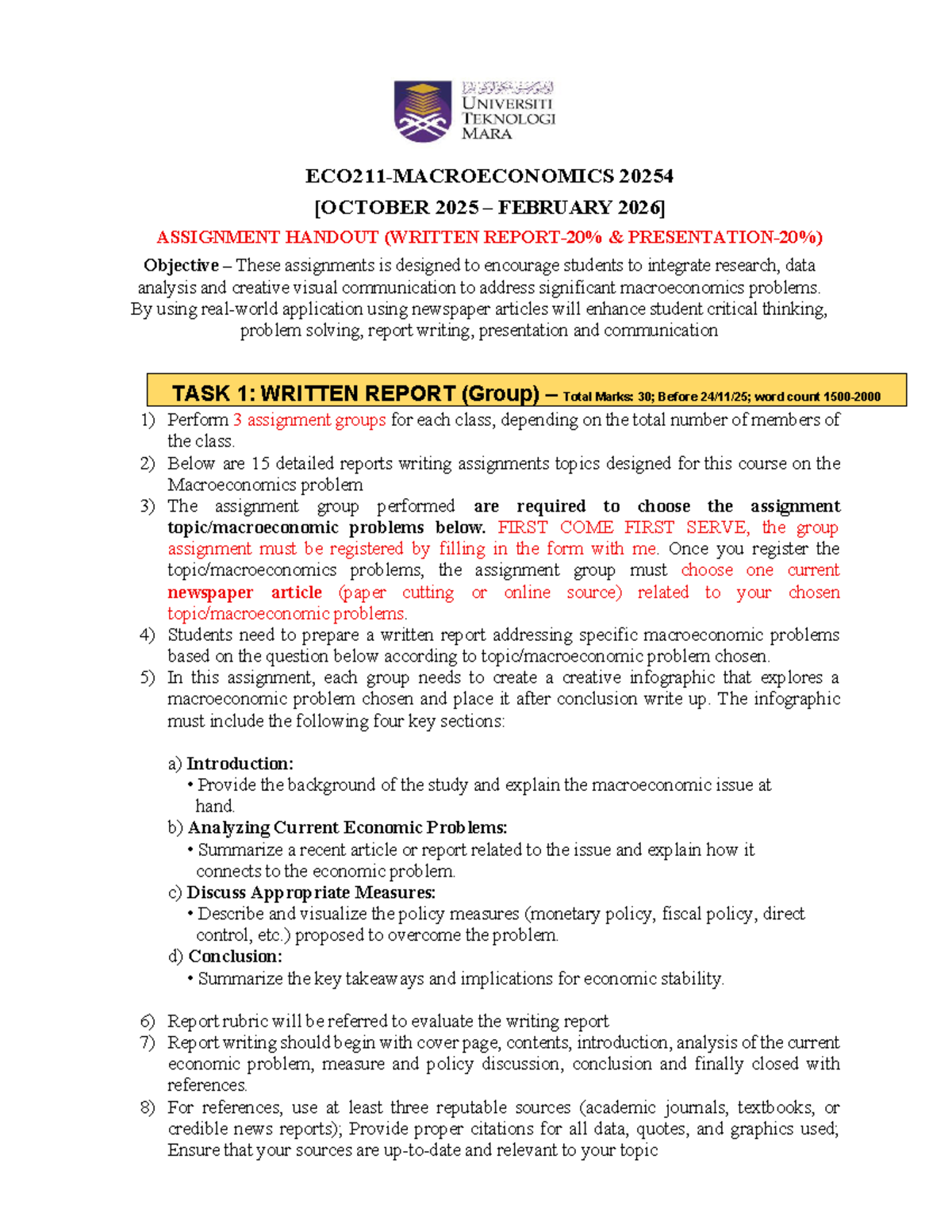ECO211 20254 February Assignment: Macroeconomic Problem Analysis - Studocu