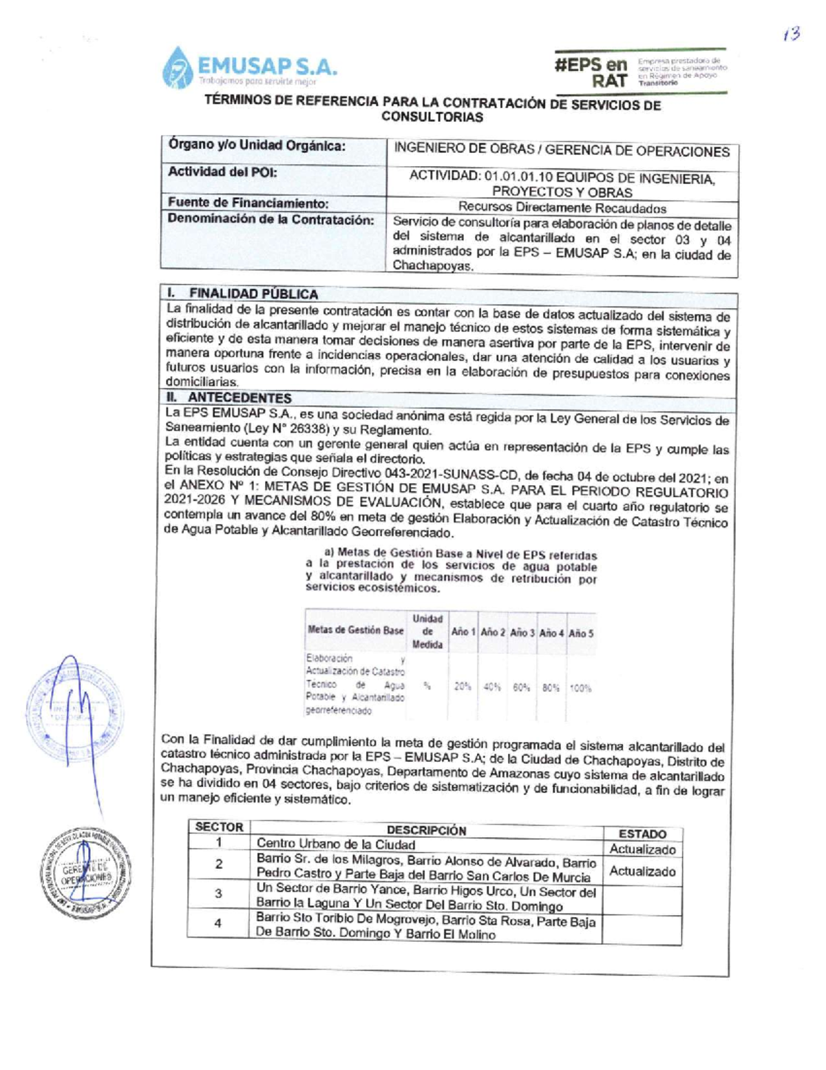 TDR - Consultoría para Elaboración de Planos de Alcantarillado - EMUSAP S.A. - Document Preview
